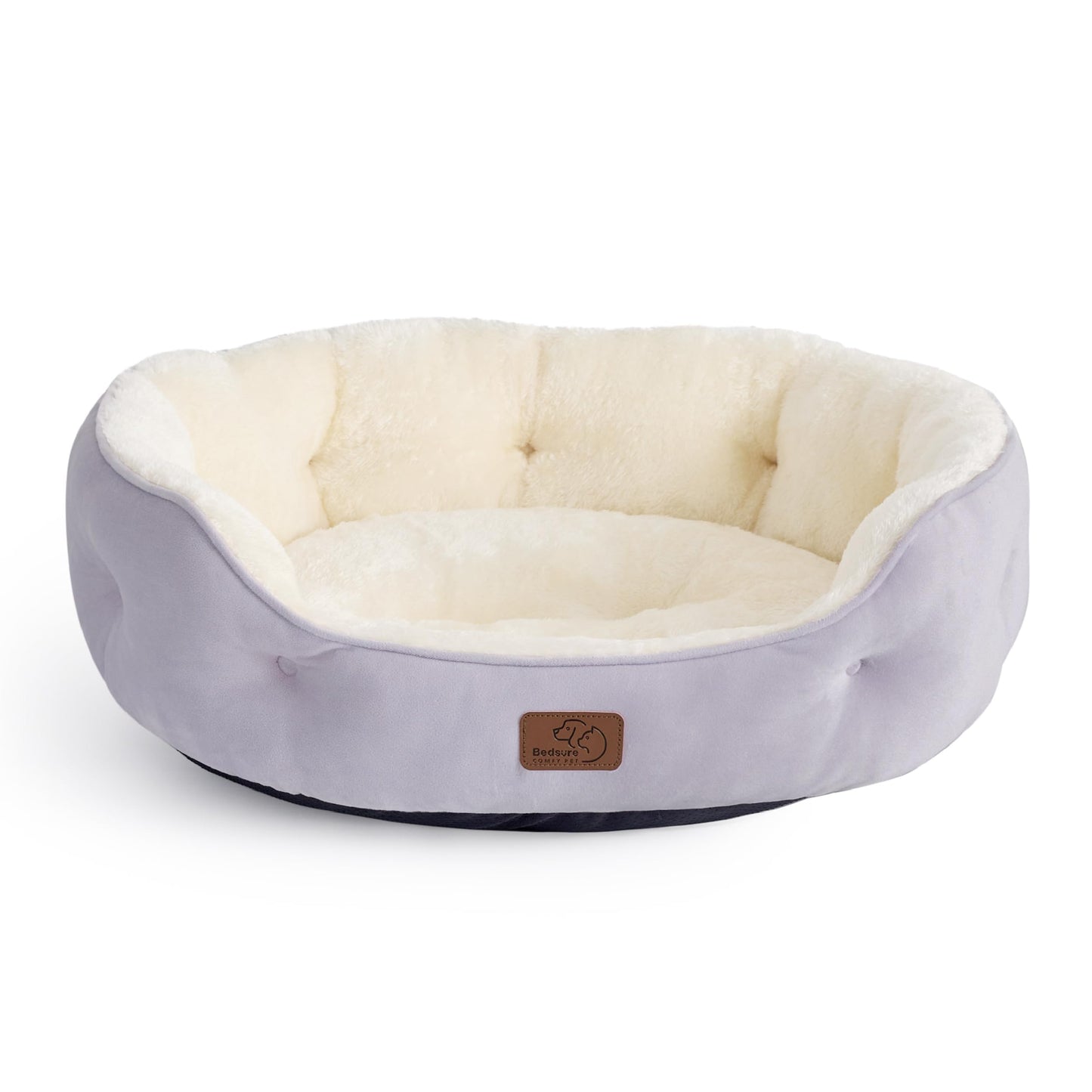 Bedsure Small Dog Bed Washable,Round Cat Beds for Indoor Cats,20in Ivory | Soft plush pet bed,dog beds for small dogs for puppy and kittens,Anti-Slip bottom,easy to clean