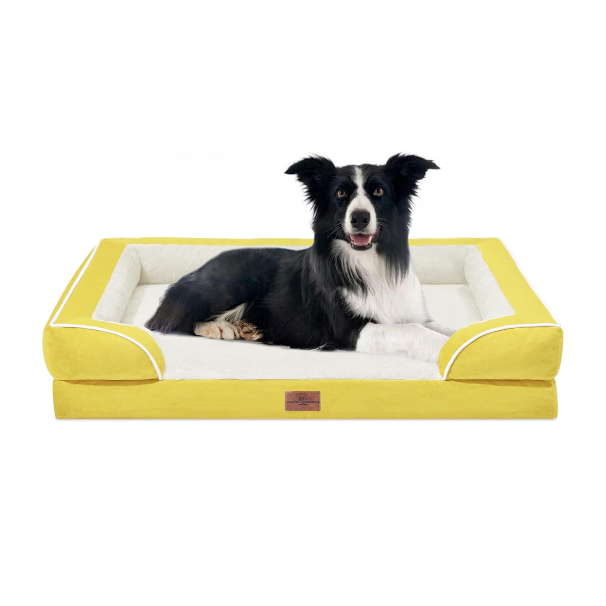 Comfort Expression Orthopedic Dog Bed for Extra Large Dogs with Bolster | Waterproof Dog Couch Bed with Washable Cover & Non-Slip Bottom, Supportive Egg Crate Foam XL Pet Bed, 42x30 Inch