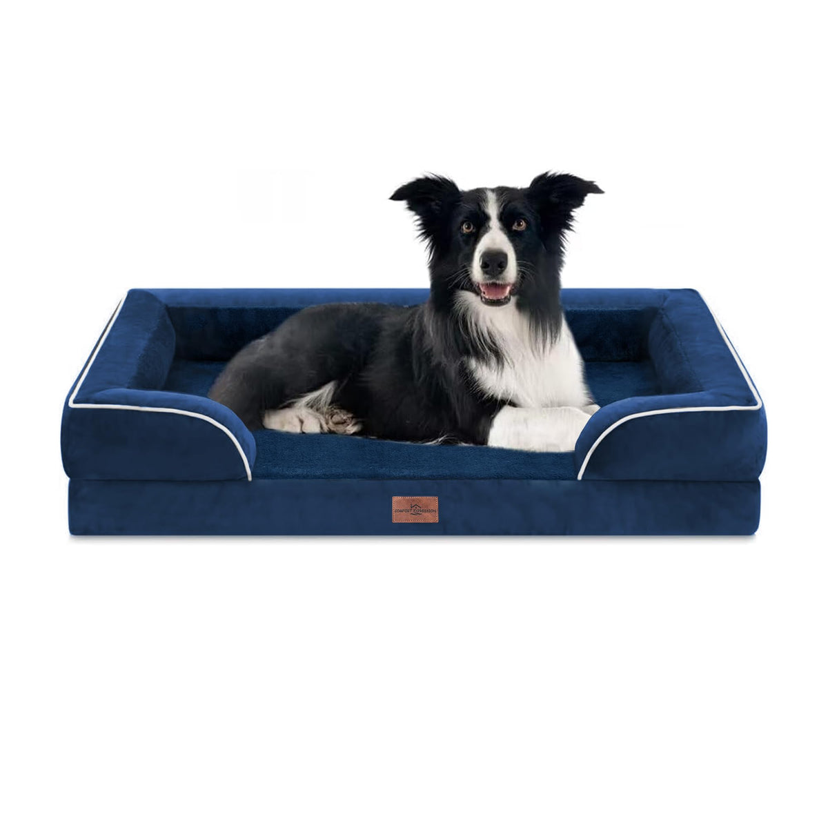 Comfort Expression Orthopedic Dog Bed for Extra Large Dogs with Bolster | Waterproof Dog Couch Bed with Washable Cover & Non-Slip Bottom, Supportive Egg Crate Foam XL Pet Bed, 42x30 Inch