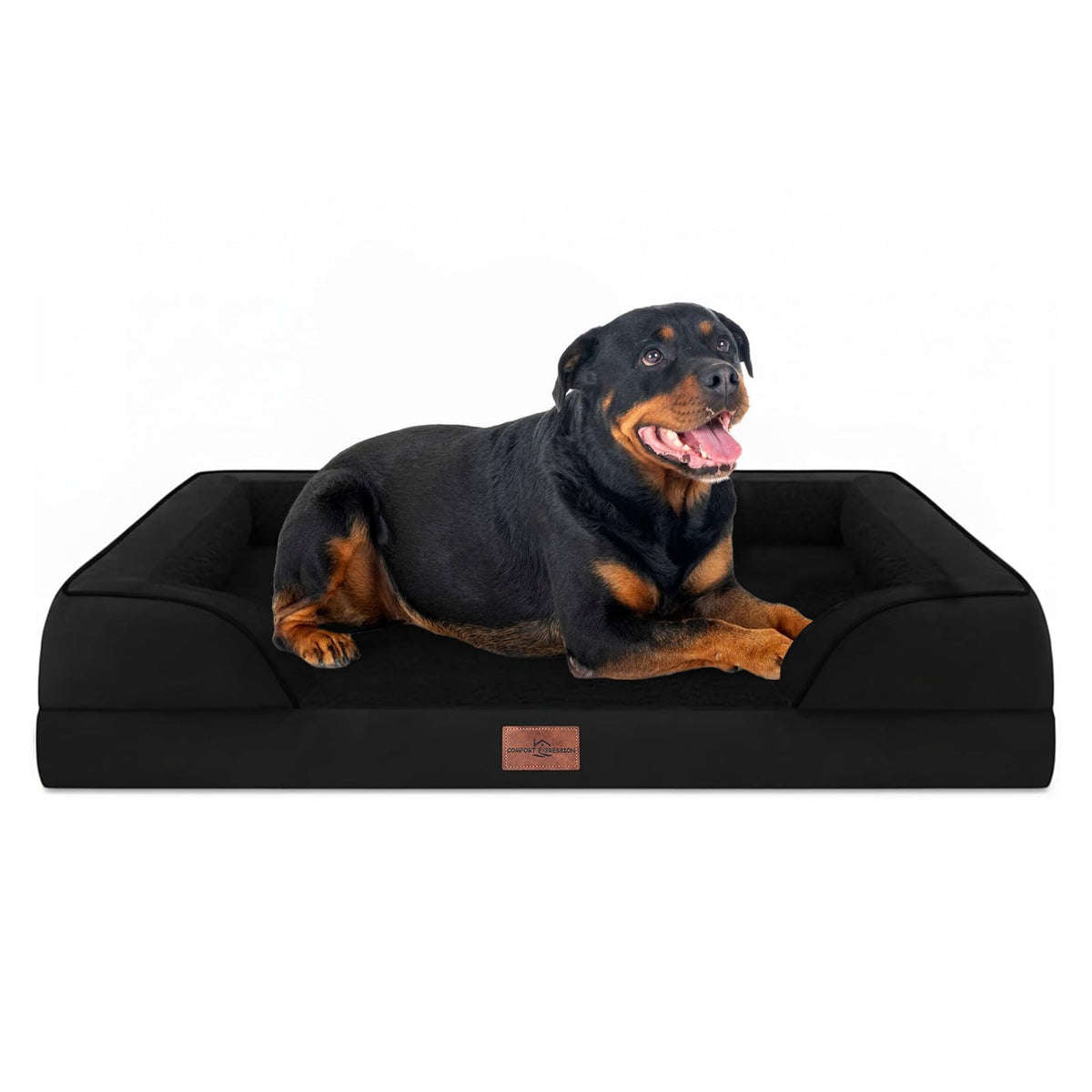 Comfort Expression Orthopedic Dog Bed for Extra Large Dogs with Bolster | Waterproof Dog Couch Bed with Washable Cover & Non-Slip Bottom, Supportive Egg Crate Foam XL Pet Bed, 42x30 Inch