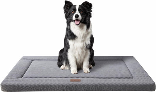 WESTERN HOME Dog Bed for Crate, Medium/Large Dogs Crate Bed with Soft Wavy Plush Comfortable Anti-Slip Kennel Pad Washable Pet Beds Mat for Dogs & Cats, Grey