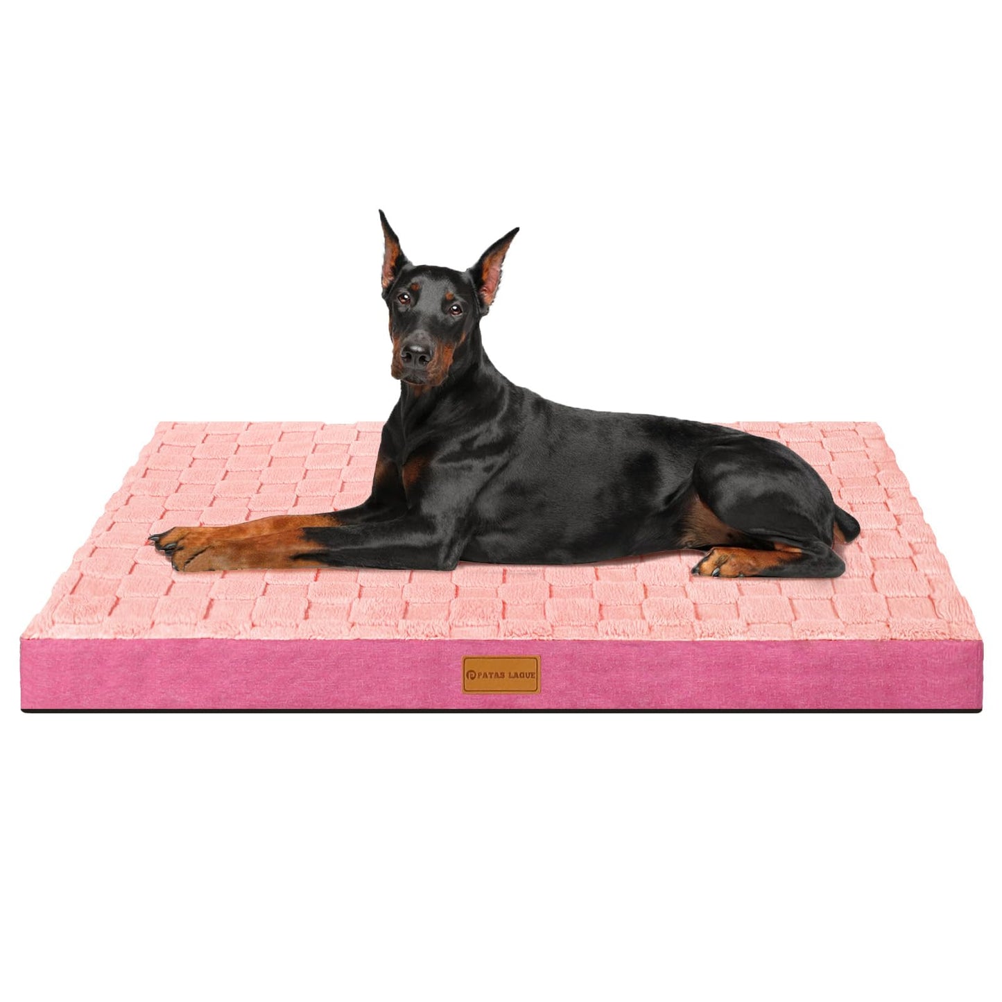 Patas Lague Orthopedic Dog Bed Large Sized Dog 36''X24'', Waterproof Soft Comfortable Egg Crate Foam Large Pet Beds Crate Mat with Removable Washable Cover and Nonskid Bottom, Black