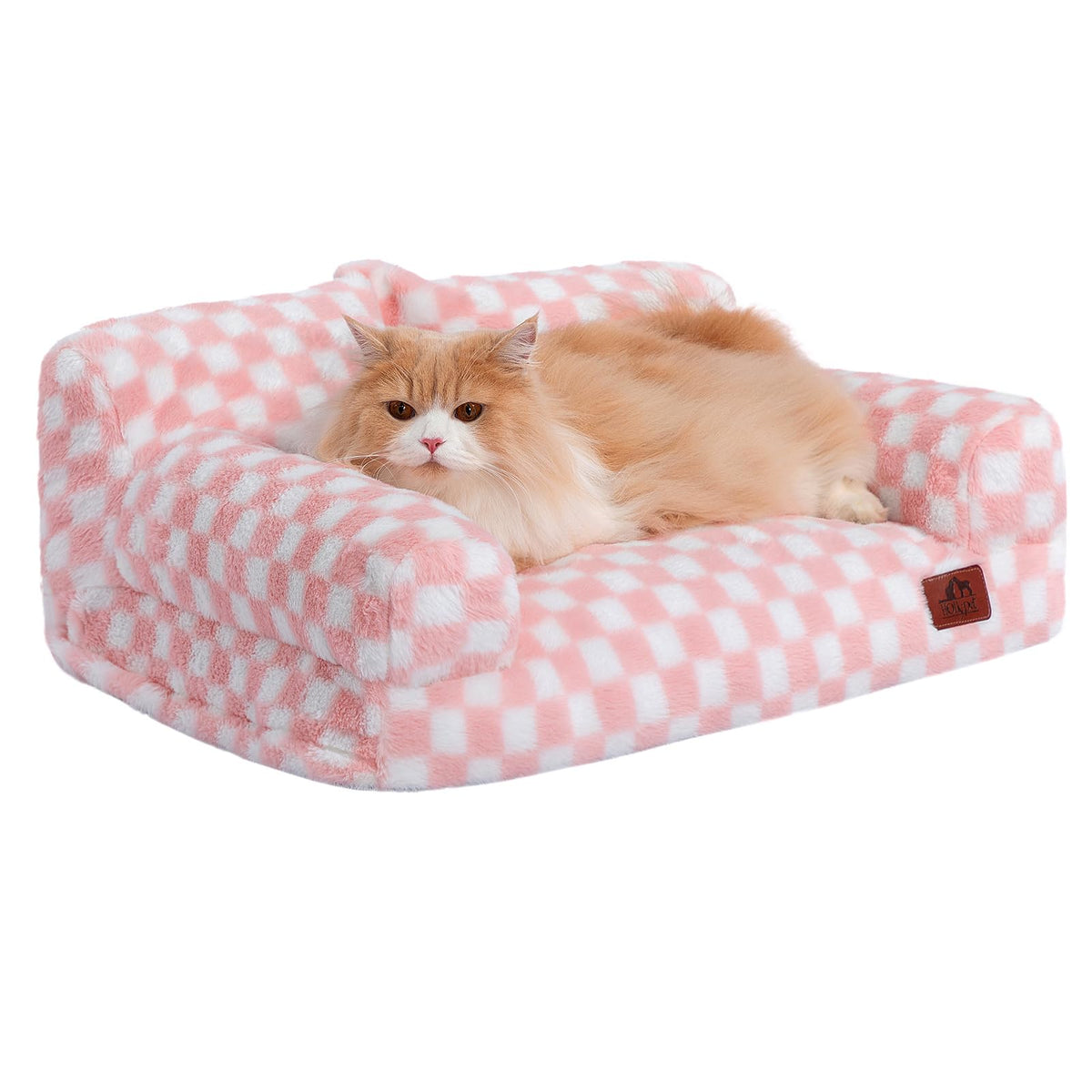 Hollypet Fluffy Dog Cat Bed Pet Couch Beds Plush Soft Warming Washable Puppy Bed for Small Medium Dogs and Large Cats, White, 24" L x 18" W x 10" Th