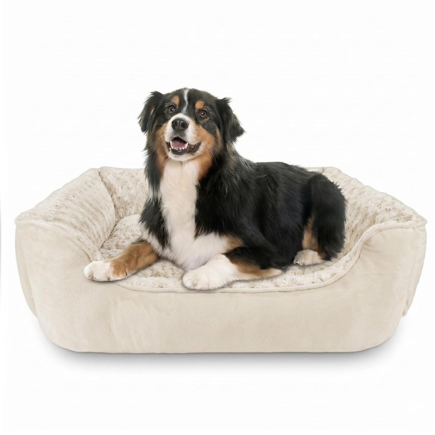 JOEJOY Rectangle Dog Bed for Large Medium Small Dogs - Washable Orthopedic Sofa Bed, Soft Breathable Puppy & Pet Cuddler, Durable Calming Dog Bed with Anti-Slip Bottom, Multiple Sizes, Beige