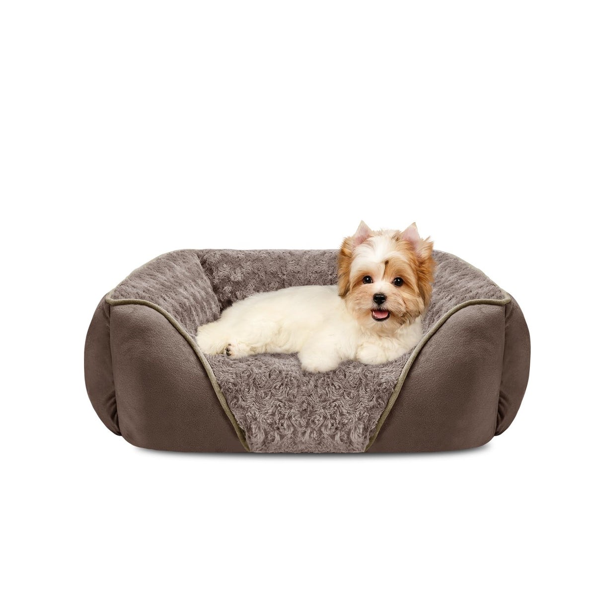 INVENHO Rectangle Washable Orthopedic Dog Bed for Small, Medium and Large Dogs, Soft Calming, Sleeping Puppy Bed Durable Pet Cuddler with Anti-Slip Bottom, S (20"x19"x6")