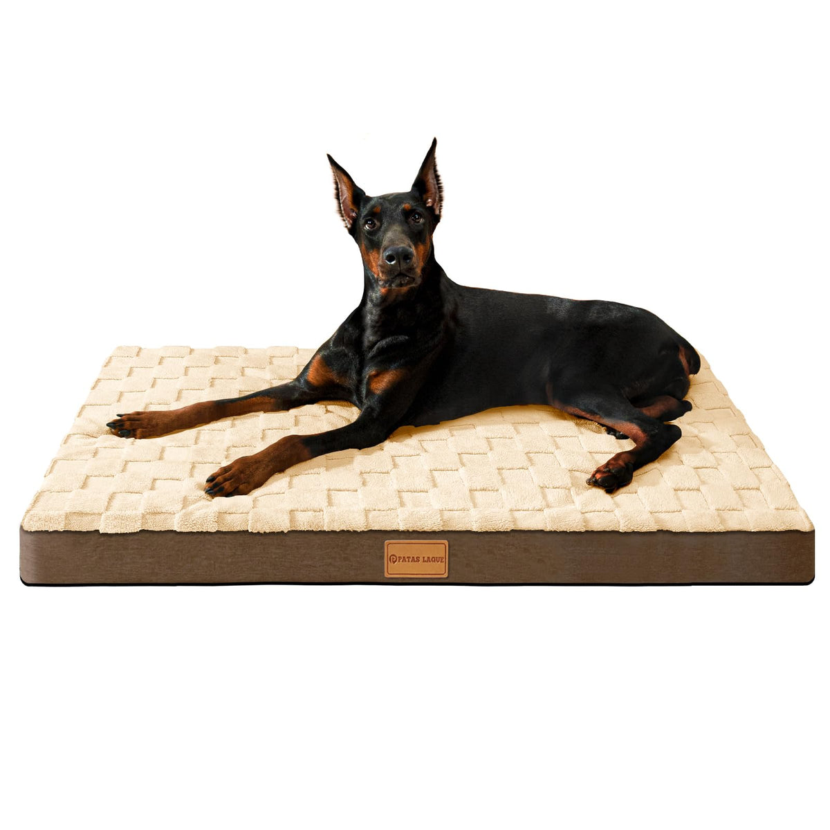 Patas Lague Orthopedic Dog Bed Large Sized Dog 36''X24'', Waterproof Soft Comfortable Egg Crate Foam Large Pet Beds Crate Mat with Removable Washable Cover and Nonskid Bottom, Black
