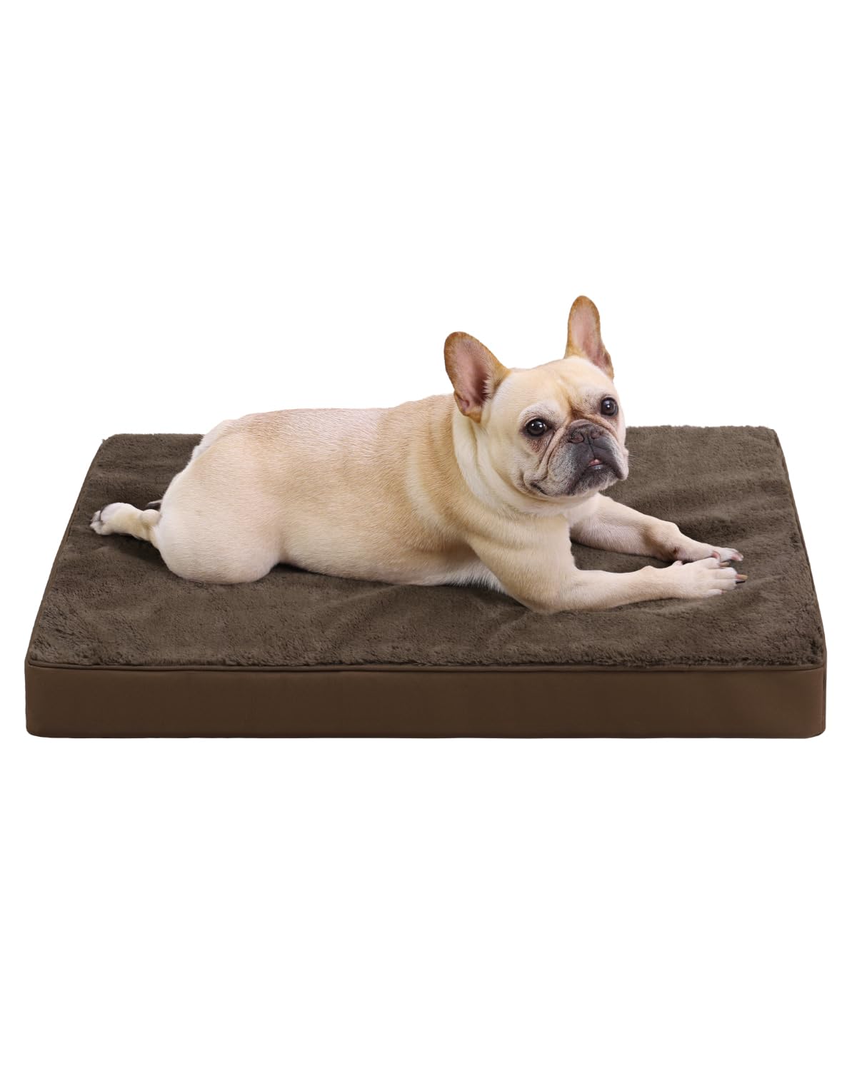 KSIIA Orthopedic Dog Bed Dog Crate Bed Waterproof for Large Dogs Deluxe Plush Washable Pet Mat with Egg Crate Foam & Removable Cover, 35 x 22 Inch, Gray
