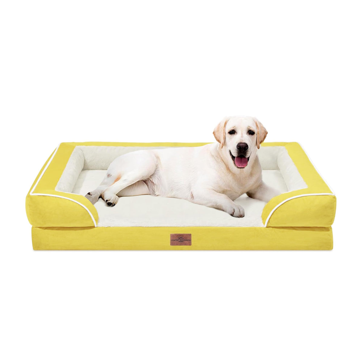 Comfort Expression Orthopedic Dog Bed for Extra Large Dogs with Bolster | Waterproof Dog Couch Bed with Washable Cover & Non-Slip Bottom, Supportive Egg Crate Foam XL Pet Bed, 42x30 Inch