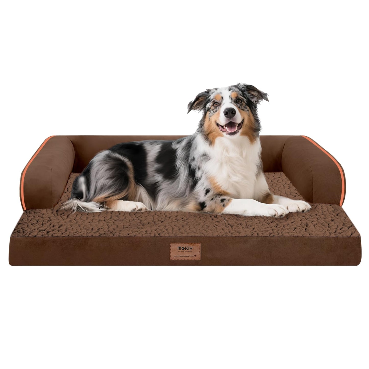 MEKIY Orthopedic Washable Dog Bed with Bolster for Medium to Large Dogs | Pillow Support for Neck Relief, Egg Crate Foam, Waterproof Liner, Anti-Slip Bottom, Removable Bolster Cover, 36 x 27 Inch
