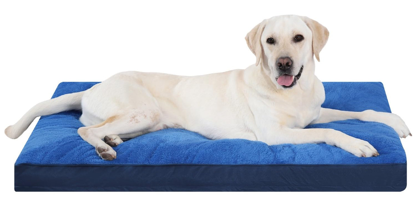 Dog Crate Bed Waterproof Deluxe Plush Dog Beds with Removable Washable Cover Anti-Slip Bottom Pet Sleeping Mattress for Large, Medium, Jumbo, Small Dogs, 35 x 22 inch, Gray