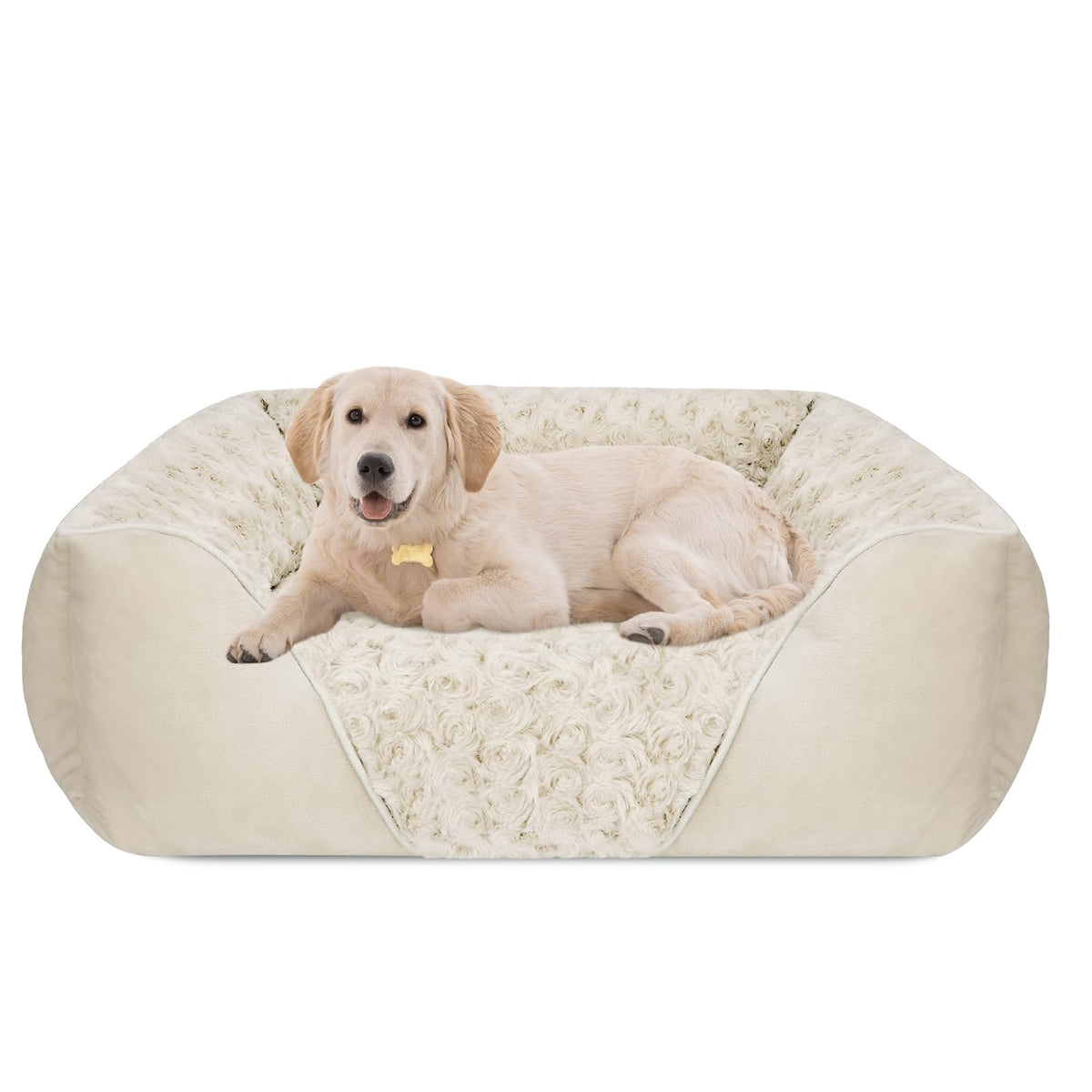 INVENHO Rectangle Washable Orthopedic Dog Bed for Small, Medium and Large Dogs, Soft Calming, Sleeping Puppy Bed Durable Pet Cuddler with Anti-Slip Bottom, S (20"x19"x6")