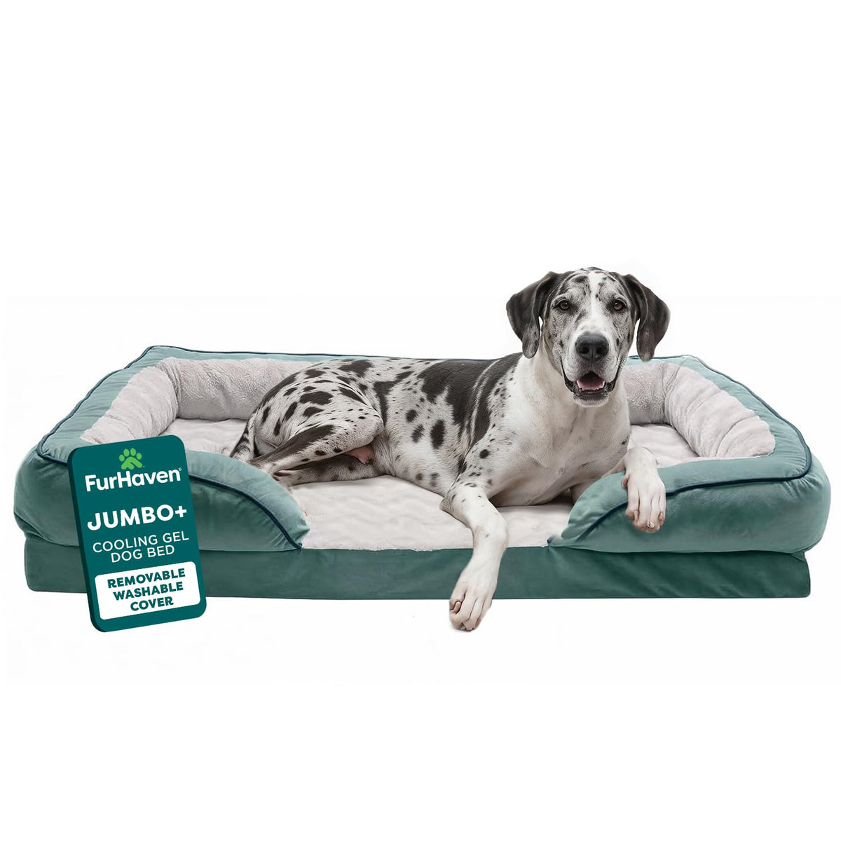 FurHaven Cooling Gel Dog Bed for Large Dogs, Perfect Comfort Sofa Bed, Cool Gel-Top Foam & Solid Orthopedic Foam Base for Joint Support, Removable Washable Cover, Jumbo XL, Plush & Velvet, Brownstone