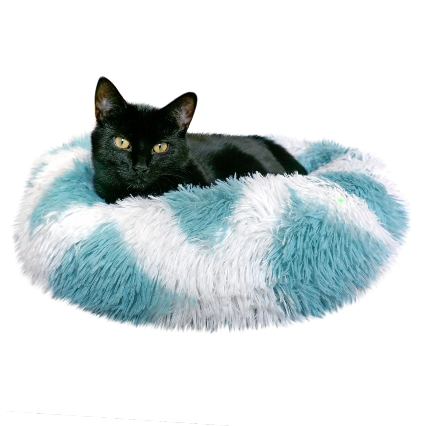 Whiskers & Friends Cat Beds for Indoor Cats, Fluffy Calming Donut Cat Bed, Small Dog Bed Washable - Orthopedic Soft Plush Pet Beds Sized for Kitten to Large Cats & Puppy to Small Dogs - Navy Grey 20''