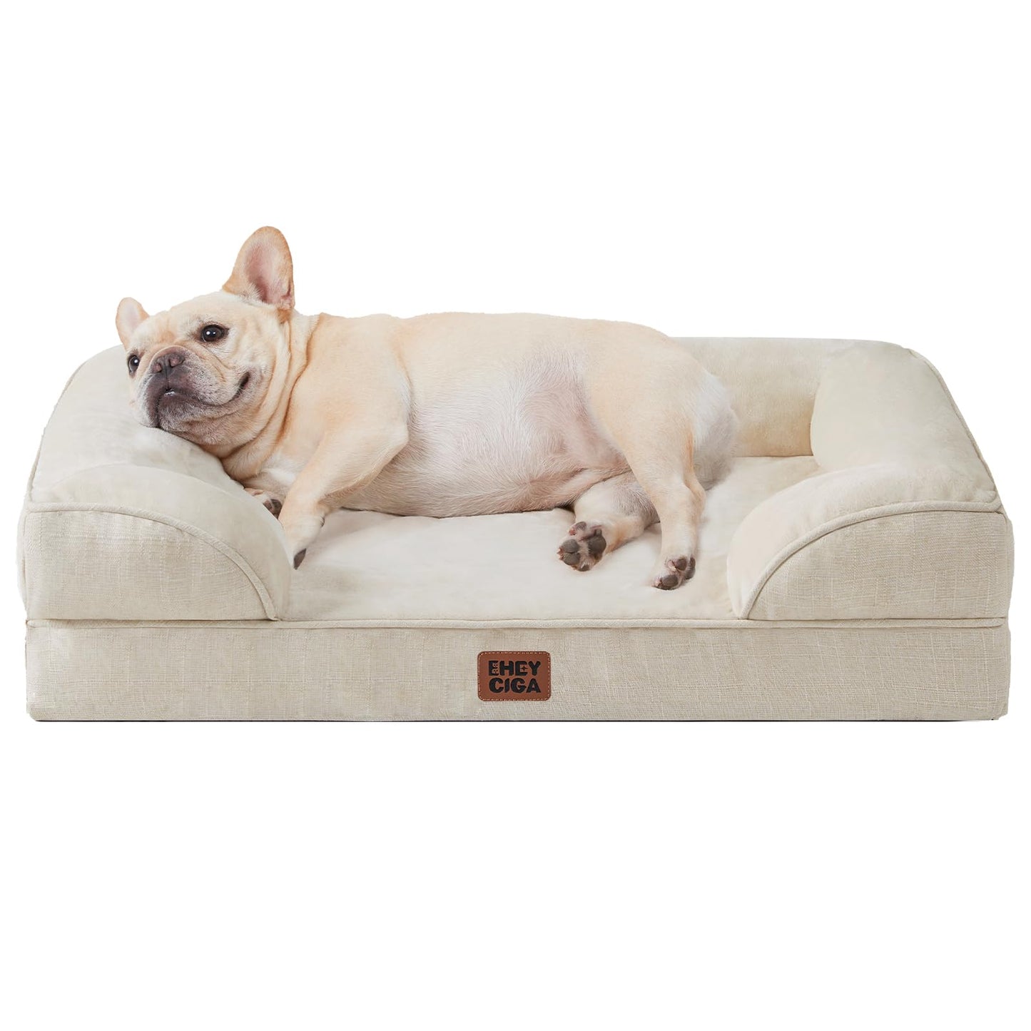 EHEYCIGA Orthopedic Dog Beds for Extra Large Dogs 44x32Inch, Waterproof Memory Foam XL Pet Bed with Sides, Non-Slip and Egg-Crate Foam Big Dog Couch Bed with Washable Removable Cover, Grey