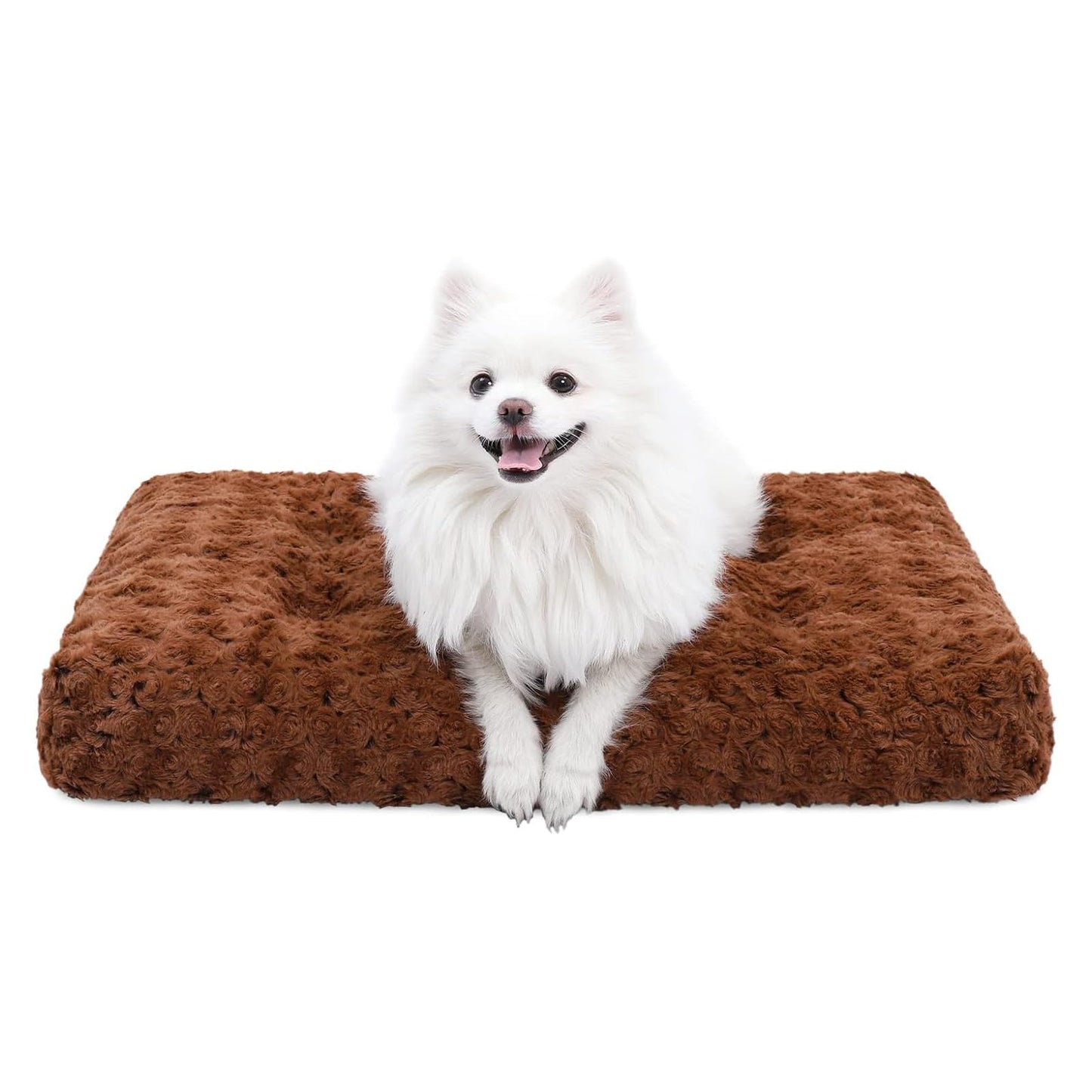 KSIIA Washable Dog Bed Deluxe Plush Dog Crate Beds Comfy Kennel Pad Anti-Slip Pet Sleeping Mat for Large, Jumbo, Medium, Small Dogs Breeds, 35" x 23", Gray