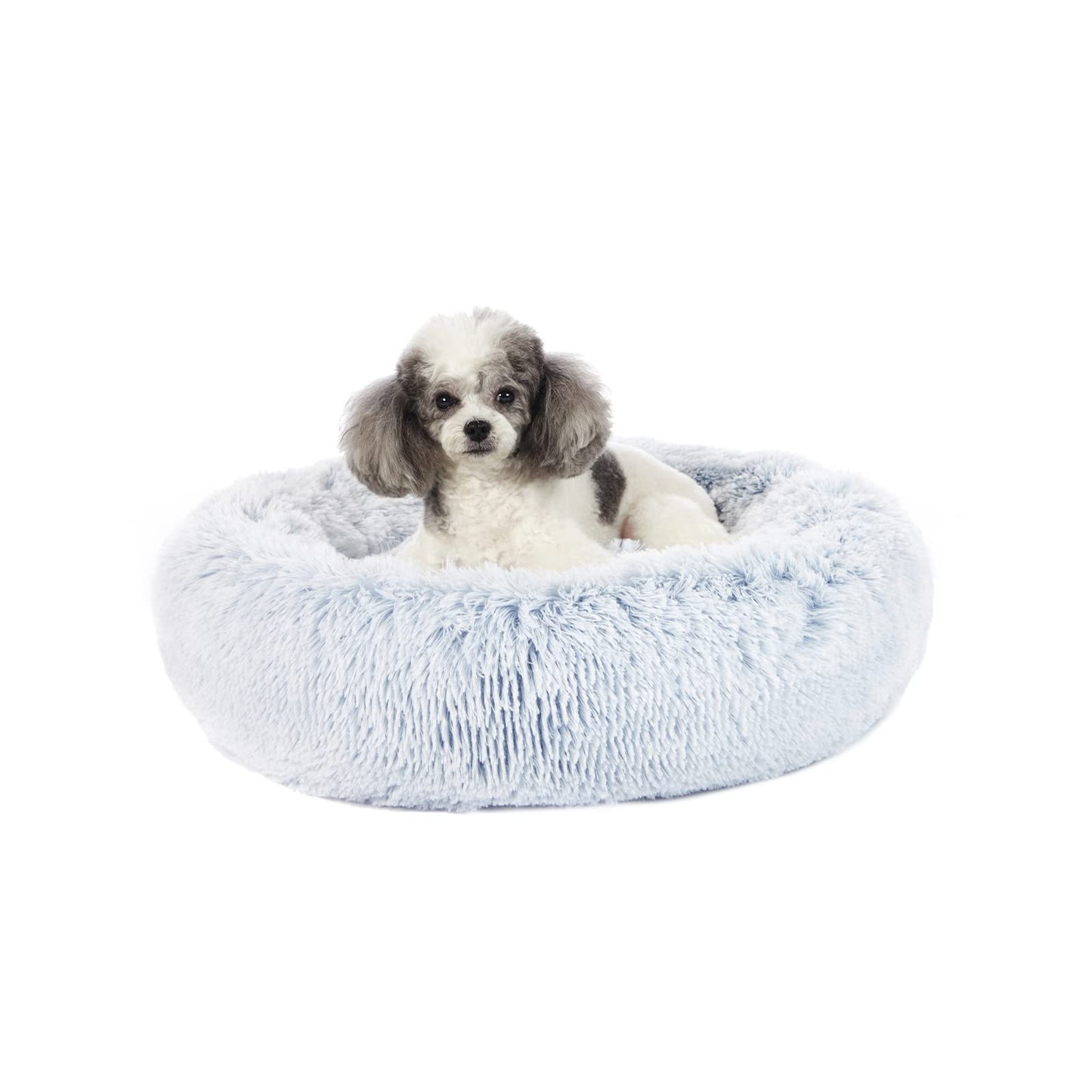 Bedfolks Calming Donut Dog Bed, 36 Inches Round Fluffy for Large Dogs, Anti-Anxiety Plush, Machine Washable (Dark Grey, Large)