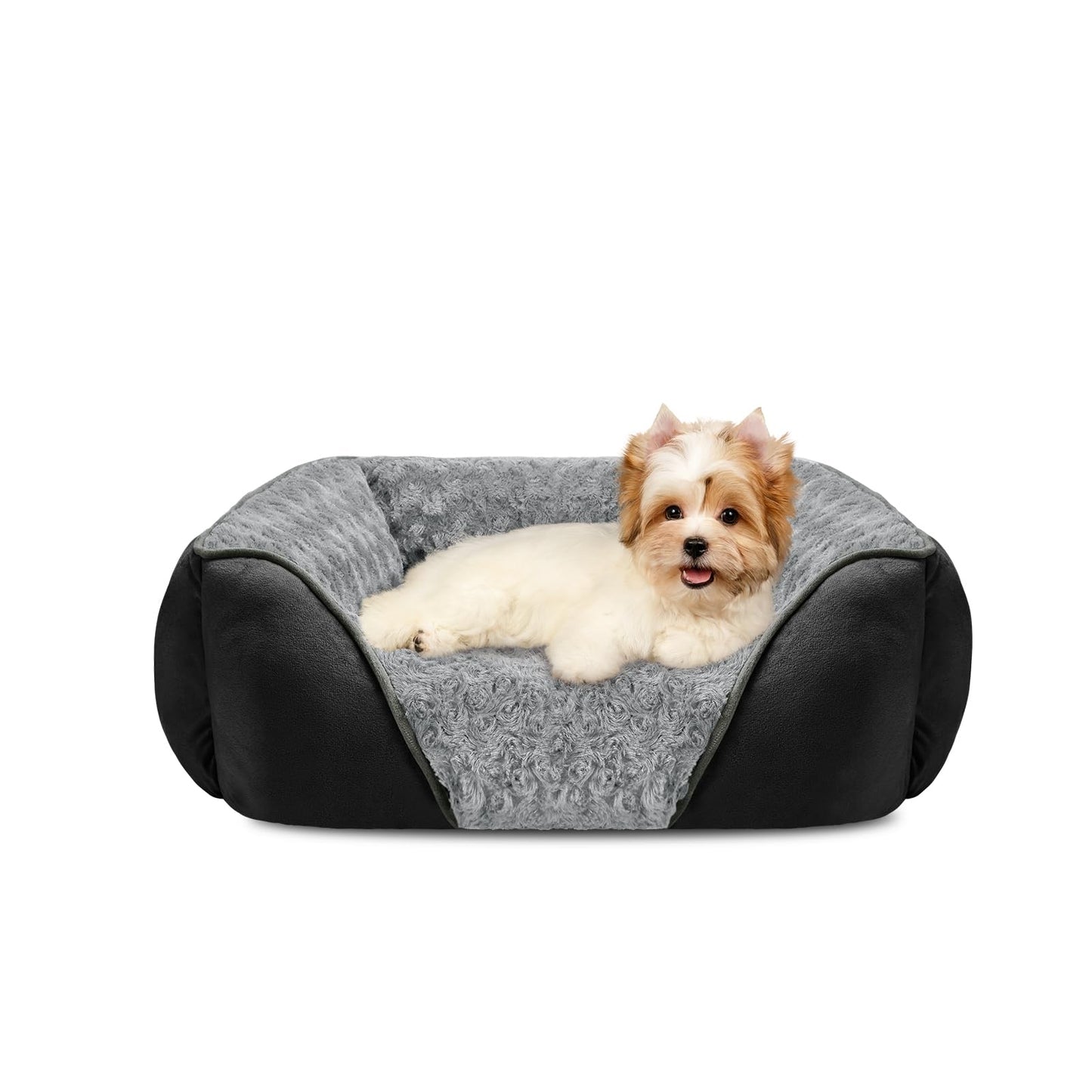 INVENHO Rectangle Washable Orthopedic Dog Bed for Small, Medium and Large Dogs, Soft Calming, Sleeping Puppy Bed Durable Pet Cuddler with Anti-Slip Bottom, S (20"x19"x6")