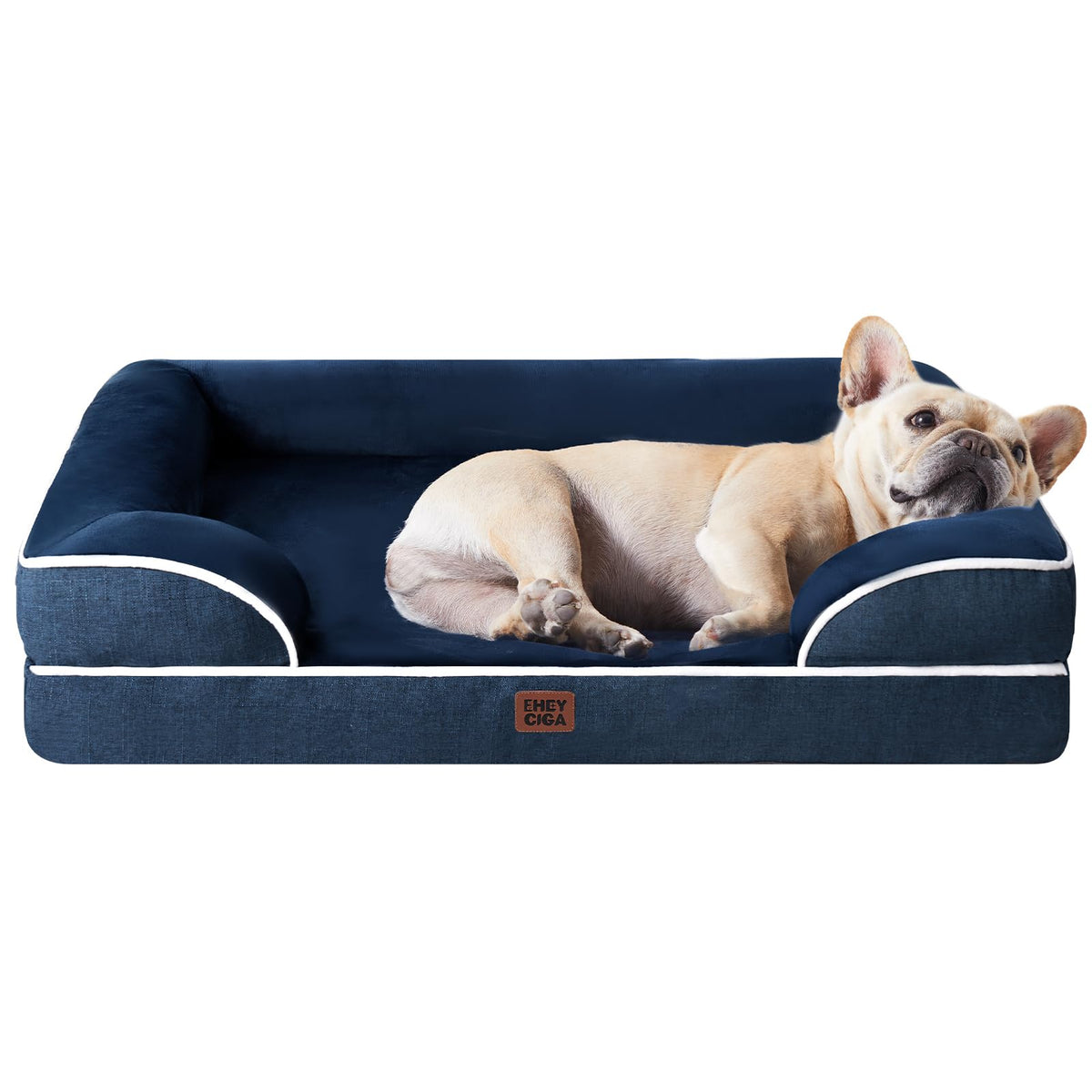 EHEYCIGA Orthopedic Dog Beds for Extra Large Dogs 44x32Inch, Waterproof Memory Foam XL Pet Bed with Sides, Non-Slip and Egg-Crate Foam Big Dog Couch Bed with Washable Removable Cover, Grey