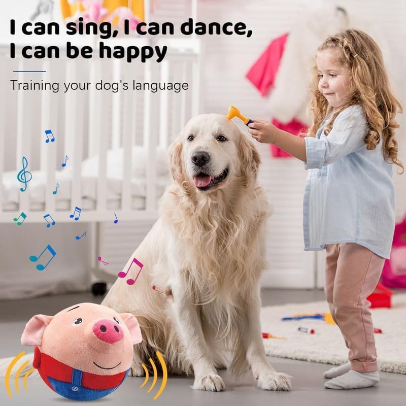 Interactive Dog Toys,Active Moving Pet Plush Toy,2026 New shaking dog ball pig dog toy Interactive Dog Ball with song Squeaky Moving Dog Ball Toy,Rechargeable Toys to Keep Them Busy Dog Toys(Blue Pig)
