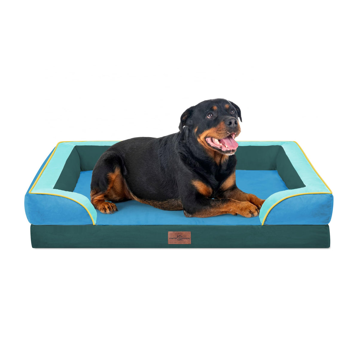 Comfort Expression Orthopedic Dog Bed for Extra Large Dogs with Bolster | Waterproof Dog Couch Bed with Washable Cover & Non-Slip Bottom, Supportive Egg Crate Foam XL Pet Bed, 42x30 Inch