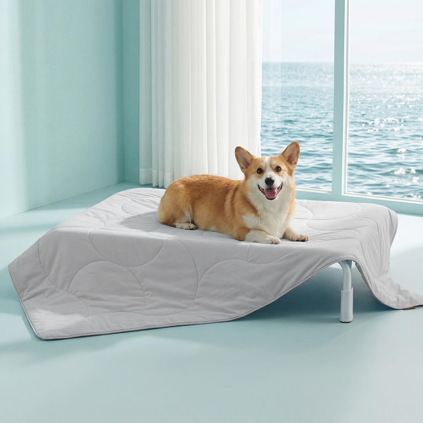 ZOMISIA Premium Cooling Blanket for Large Dogs - Q-MAX>0.5 Breathable Washable Dog Cooling Mat, Travel Soft Pet Summer Essentials, Grey, 40"x50"