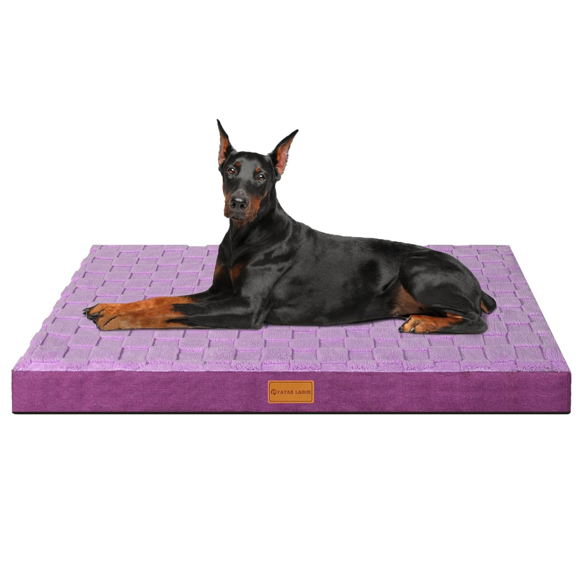 Patas Lague Orthopedic Dog Bed Large Sized Dog 36''X24'', Waterproof Soft Comfortable Egg Crate Foam Large Pet Beds Crate Mat with Removable Washable Cover and Nonskid Bottom, Black