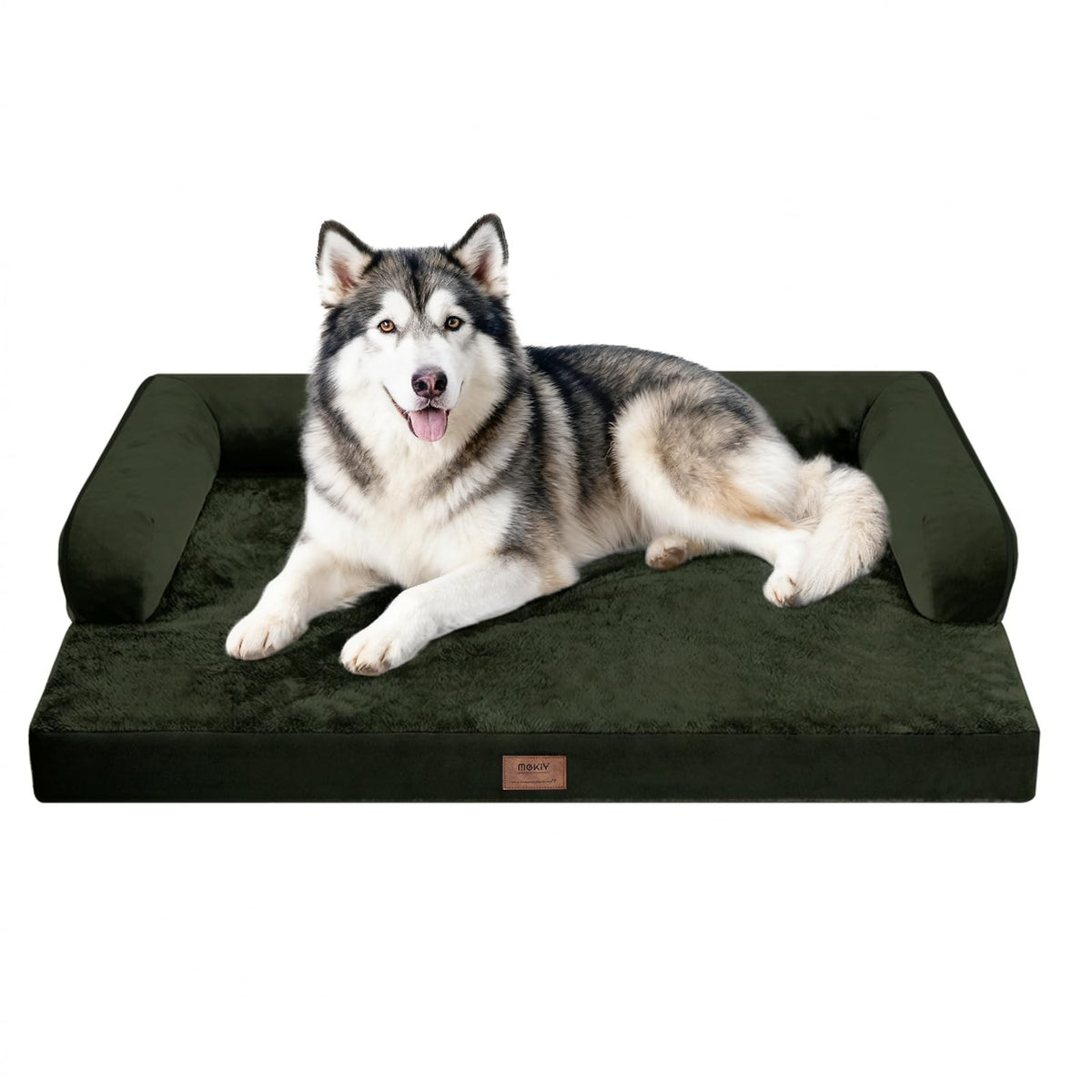 MEKIY Orthopedic Washable Dog Bed with Bolster for Medium to Large Dogs | Pillow Support for Neck Relief, Egg Crate Foam, Waterproof Liner, Anti-Slip Bottom, Removable Bolster Cover, 36 x 27 Inch