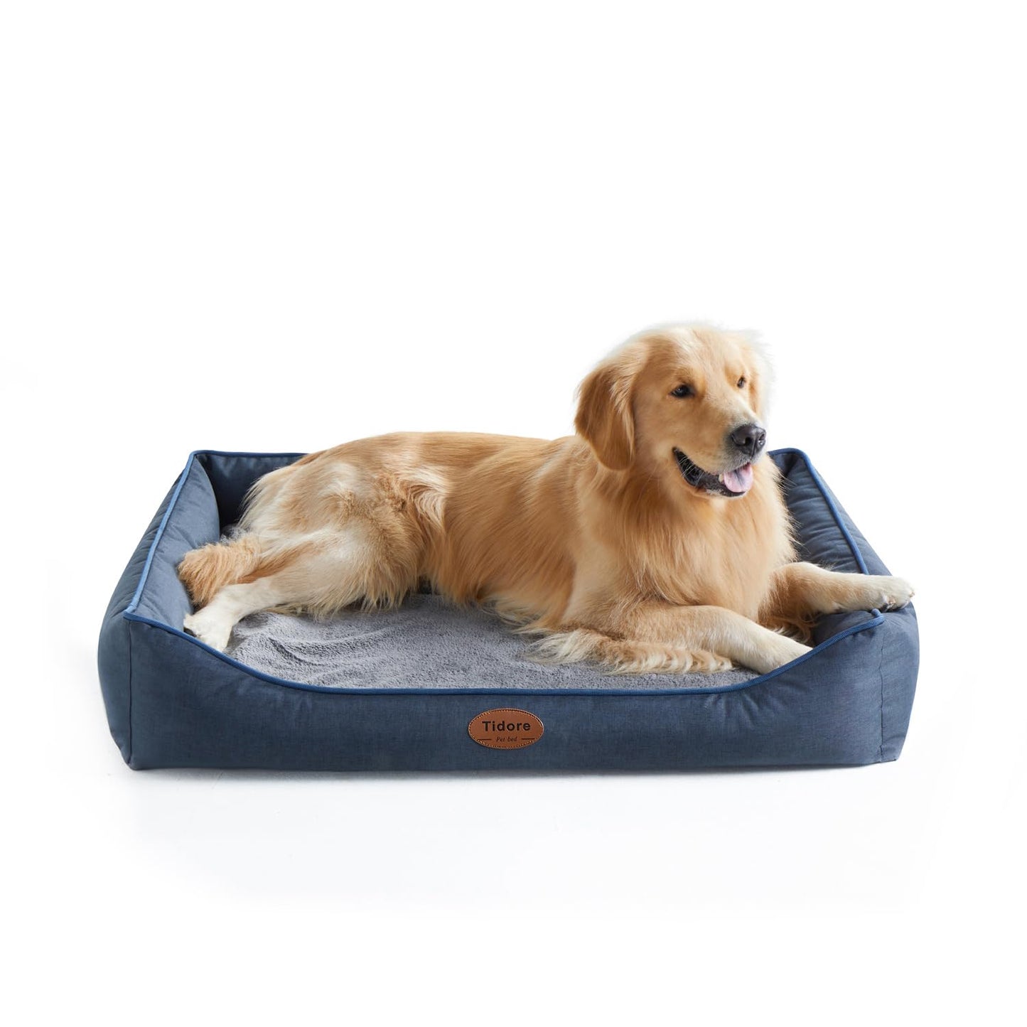 Tidore Orthopedic Dog Bed Medium Size Dog, Durable Egg Crate Foam Sofa Dog Bed with Washable Removable Cover, Waterproof Lining, Pet Beds for Medium Dogs, Navy