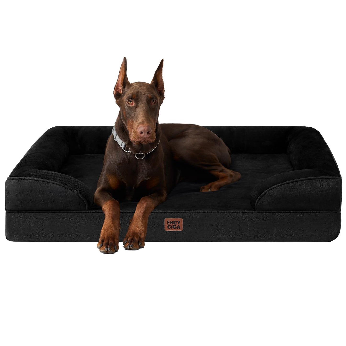 EHEYCIGA Orthopedic Dog Beds for Extra Large Dogs 44x32Inch, Waterproof Memory Foam XL Pet Bed with Sides, Non-Slip and Egg-Crate Foam Big Dog Couch Bed with Washable Removable Cover, Grey