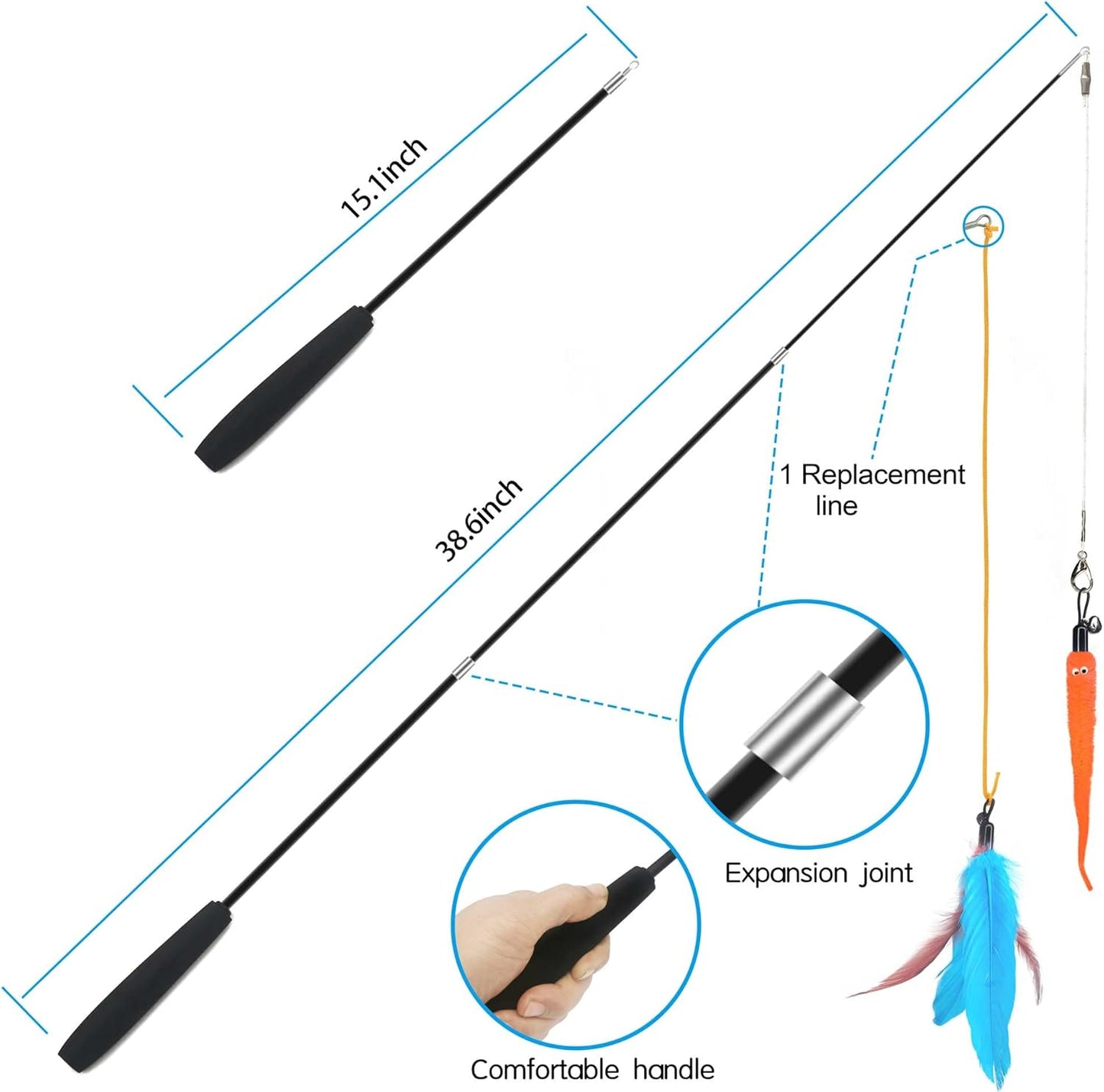ZPH Cat Toys Interactive for Indoor Cats,2PCS Retractable Cat Wand,9PCS Teaser Toys&1PCS Hanging Door Lure Kitten Toy,Interactive Feather Toy for Teaser Play and Chase Exercise with Kitten