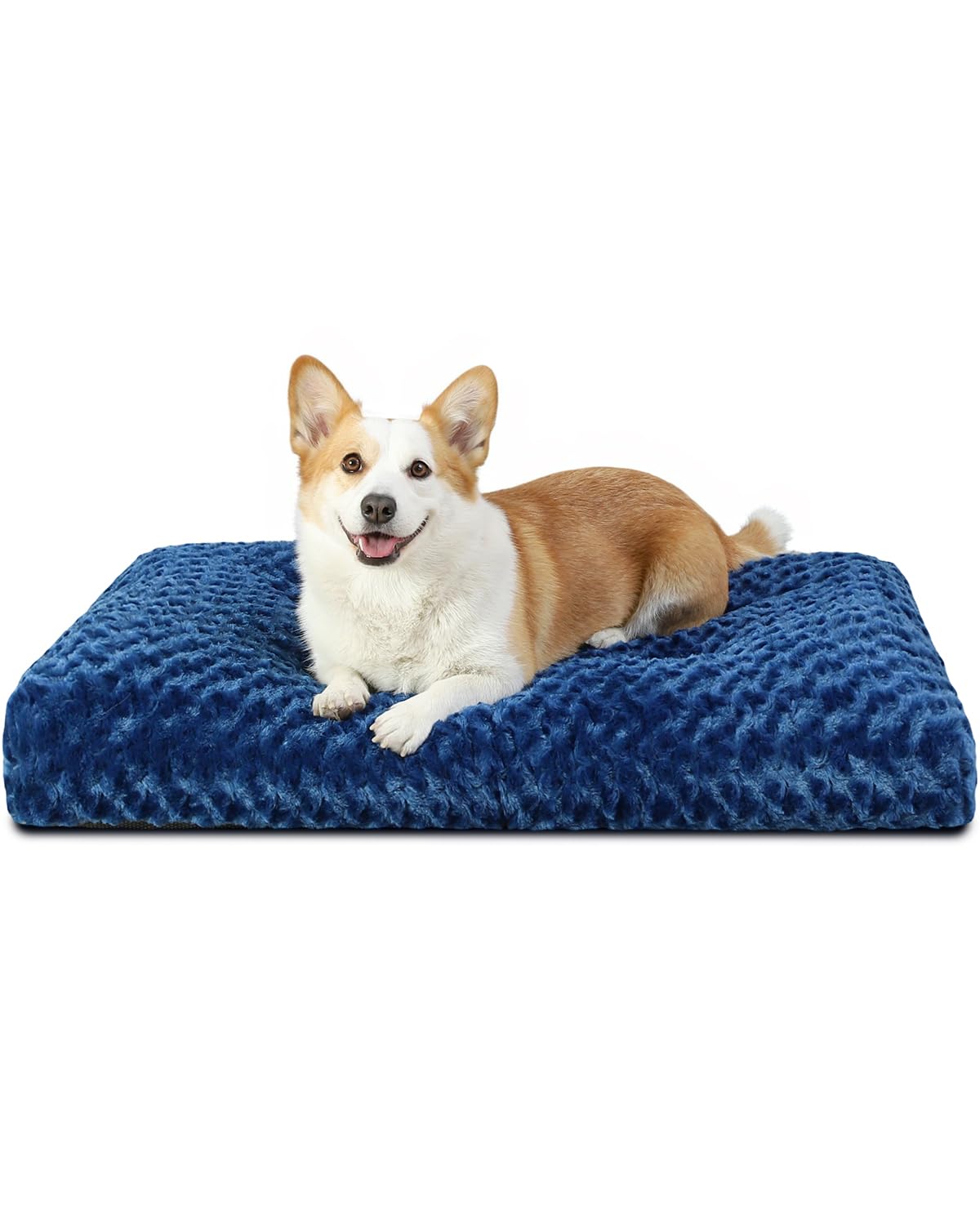 KSIIA Washable Dog Bed Deluxe Plush Dog Crate Beds Comfy Kennel Pad Anti-Slip Pet Sleeping Mat for Large, Jumbo, Medium, Small Dogs Breeds, 35" x 23", Gray