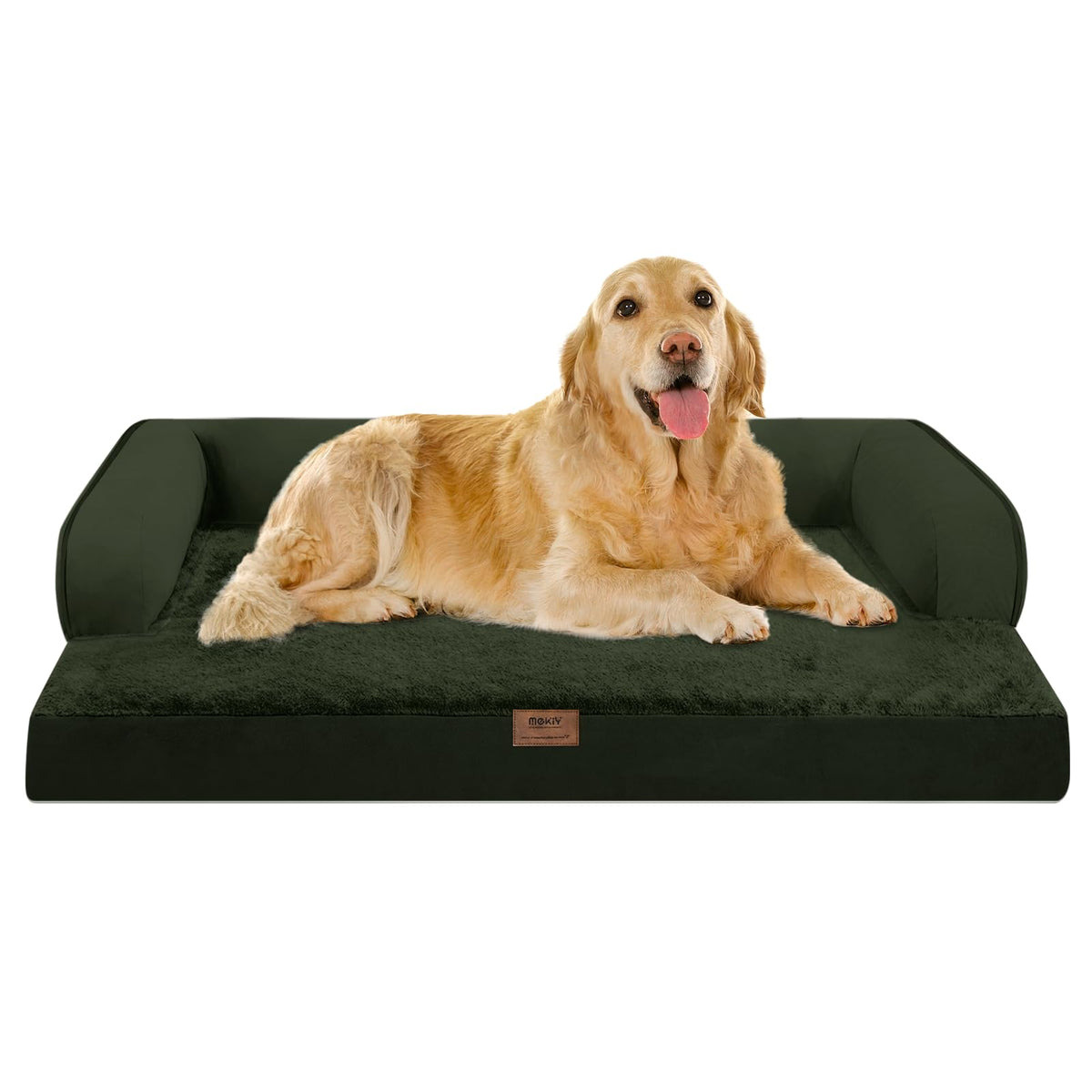 MEKIY Orthopedic Washable Dog Bed with Bolster for Medium to Large Dogs | Pillow Support for Neck Relief, Egg Crate Foam, Waterproof Liner, Anti-Slip Bottom, Removable Bolster Cover, 36 x 27 Inch