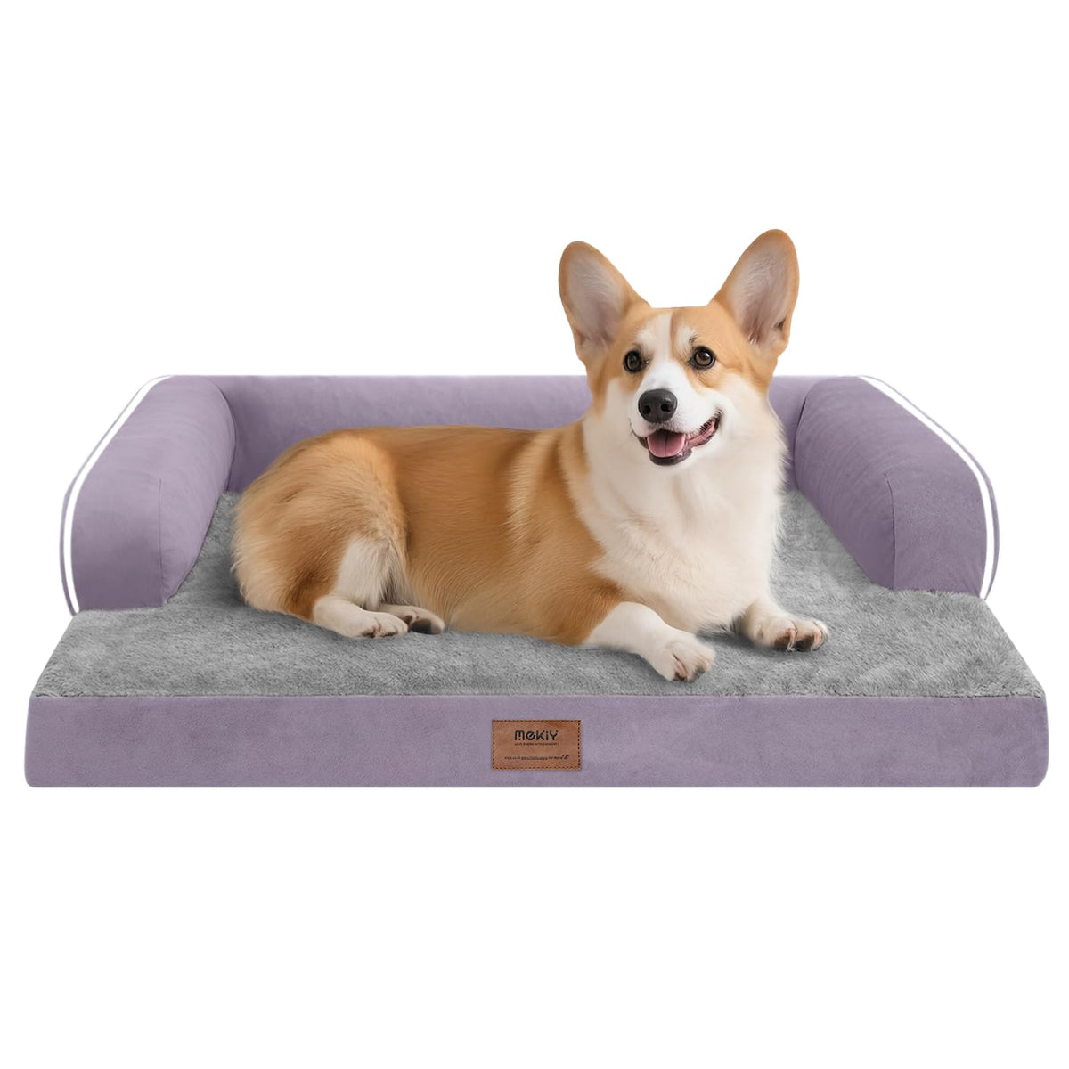 MEKIY Orthopedic Washable Dog Bed with Bolster for Medium to Large Dogs | Pillow Support for Neck Relief, Egg Crate Foam, Waterproof Liner, Anti-Slip Bottom, Removable Bolster Cover, 36 x 27 Inch