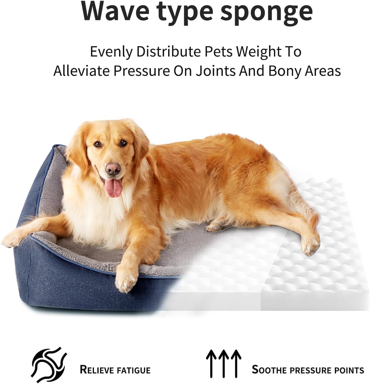 Tidore Orthopedic Dog Bed Medium Size Dog, Durable Egg Crate Foam Sofa Dog Bed with Washable Removable Cover, Waterproof Lining, Pet Beds for Medium Dogs, Navy