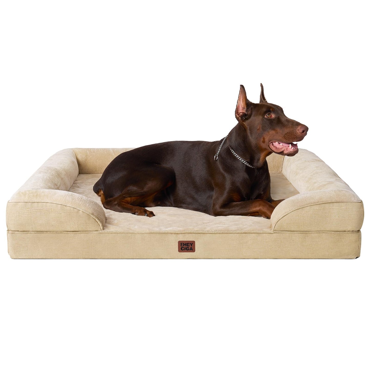 EHEYCIGA Orthopedic Dog Beds for Extra Large Dogs 44x32Inch, Waterproof Memory Foam XL Pet Bed with Sides, Non-Slip and Egg-Crate Foam Big Dog Couch Bed with Washable Removable Cover, Grey