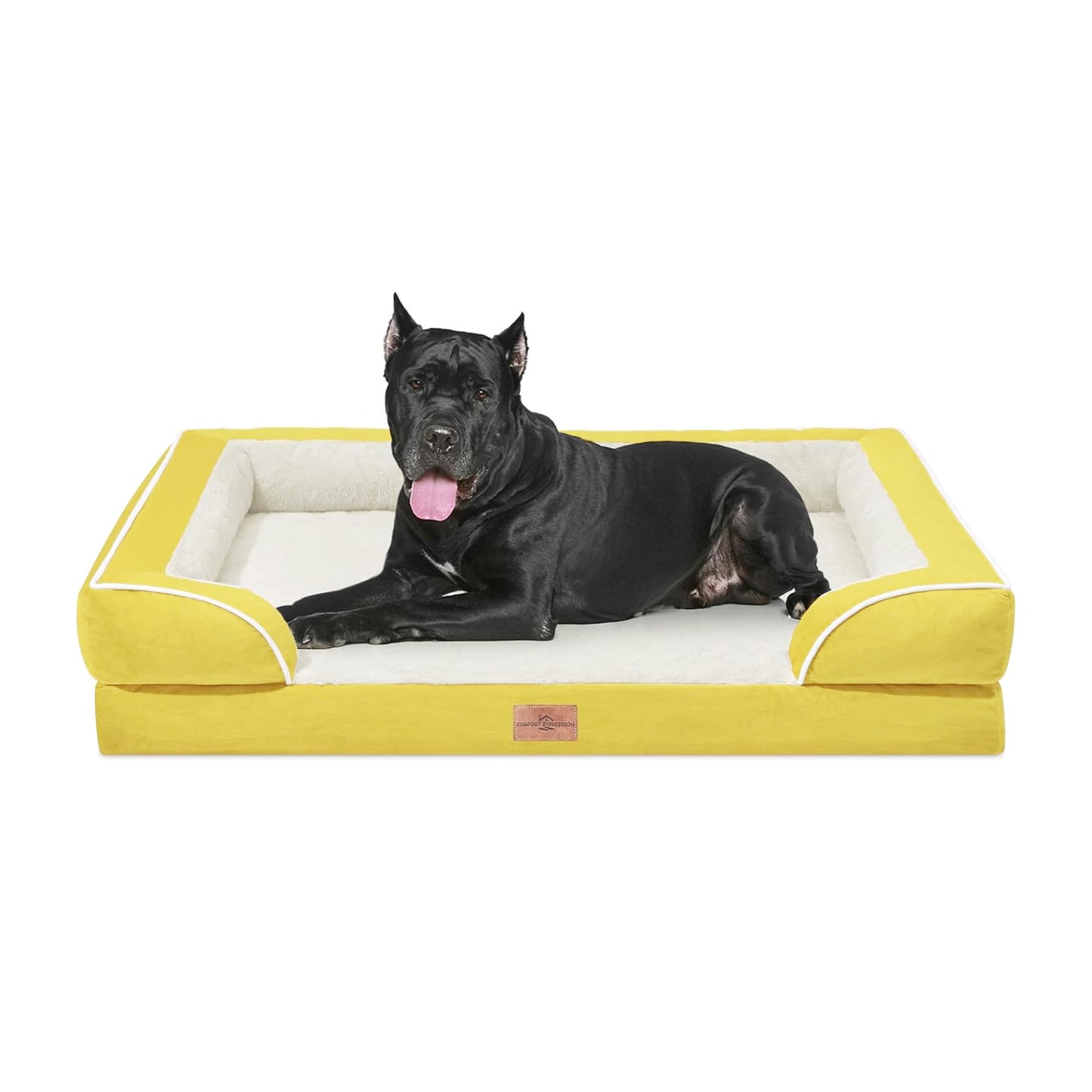 Comfort Expression Orthopedic Dog Bed for Extra Large Dogs with Bolster | Waterproof Dog Couch Bed with Washable Cover & Non-Slip Bottom, Supportive Egg Crate Foam XL Pet Bed, 42x30 Inch