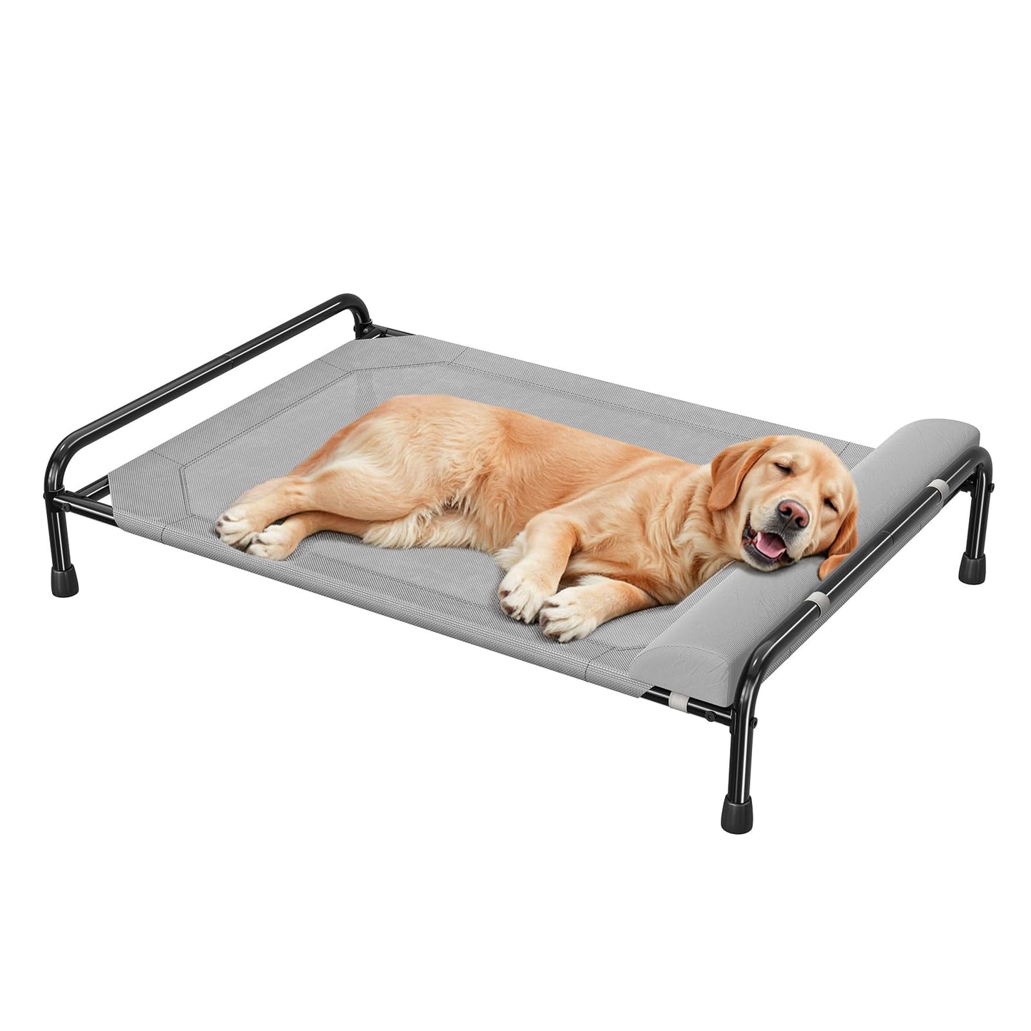 Simple Trending Raised Dog Bed for Large Dogs, Waterproof XL Dog Cot, Outdoor Cooling Elevated Pet Bed Load 200lb, 47.75" x 30.5", Grey