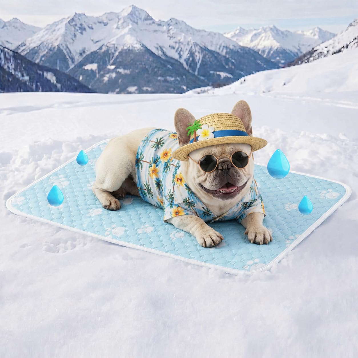 Waterpoof Cooling Mat for Small Dog, Q-Max>0.5 Breathable Cold Crate Pad for Puppy Cat, Washable Kennel Bed for Active Pet with Chill Soothing Fabric to Rapid Cooling, 24×18, Blue