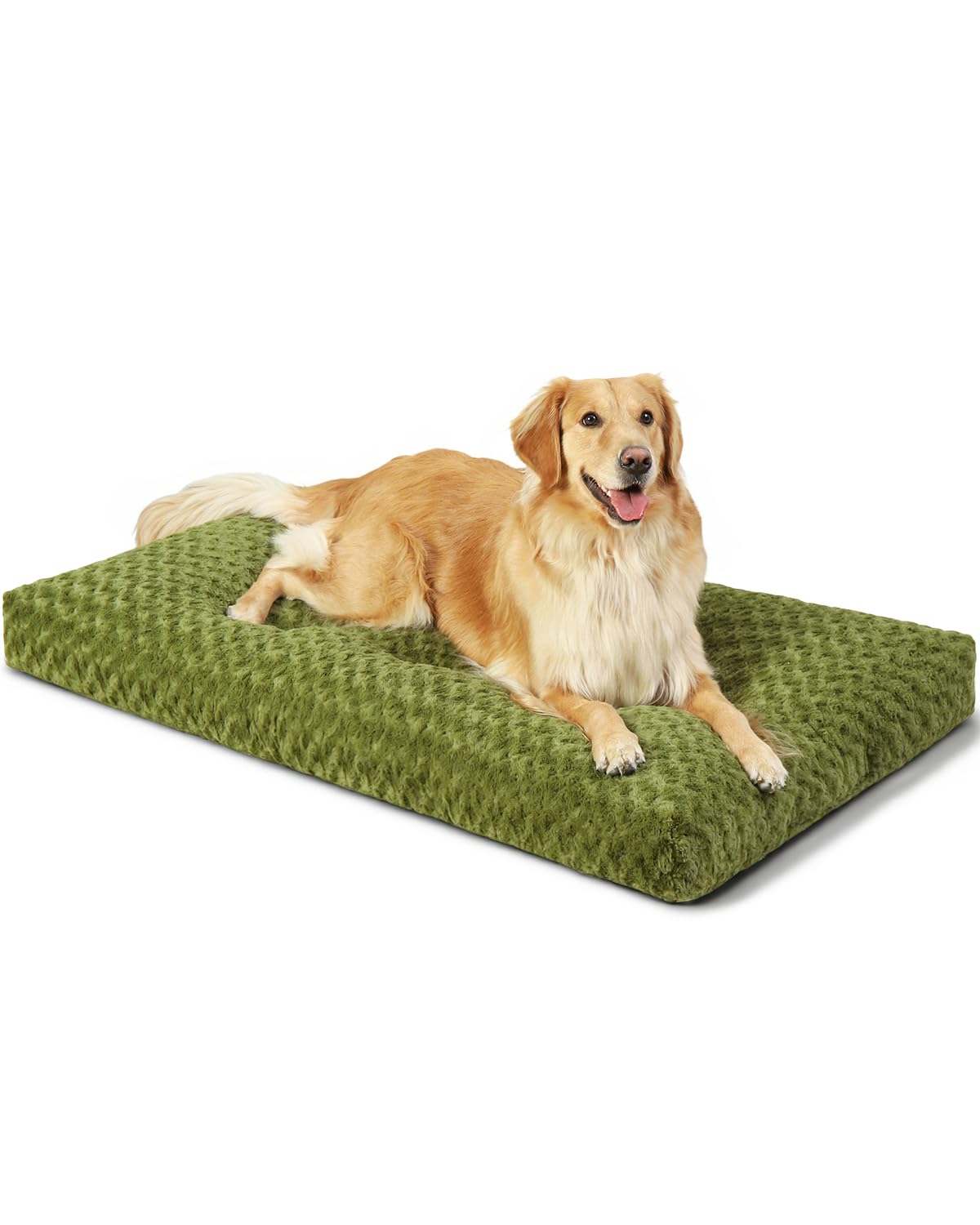 KSIIA Washable Dog Bed Deluxe Plush Dog Crate Beds Comfy Kennel Pad Anti-Slip Pet Sleeping Mat for Large, Jumbo, Medium, Small Dogs Breeds, 35" x 23", Gray