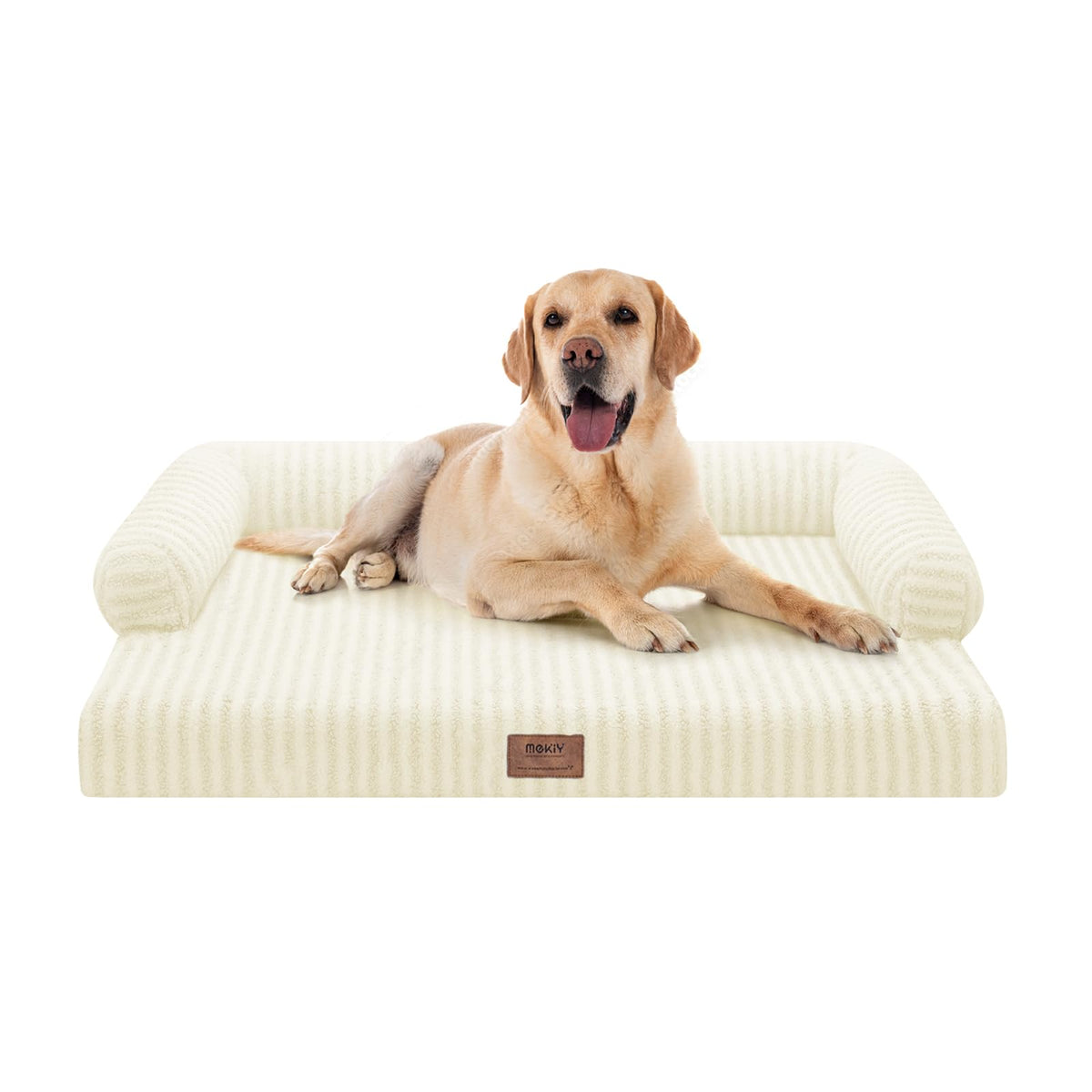 MEKIY Orthopedic Washable Dog Bed with Bolster for Medium to Large Dogs | Pillow Support for Neck Relief, Egg Crate Foam, Waterproof Liner, Anti-Slip Bottom, Removable Bolster Cover, 36 x 27 Inch