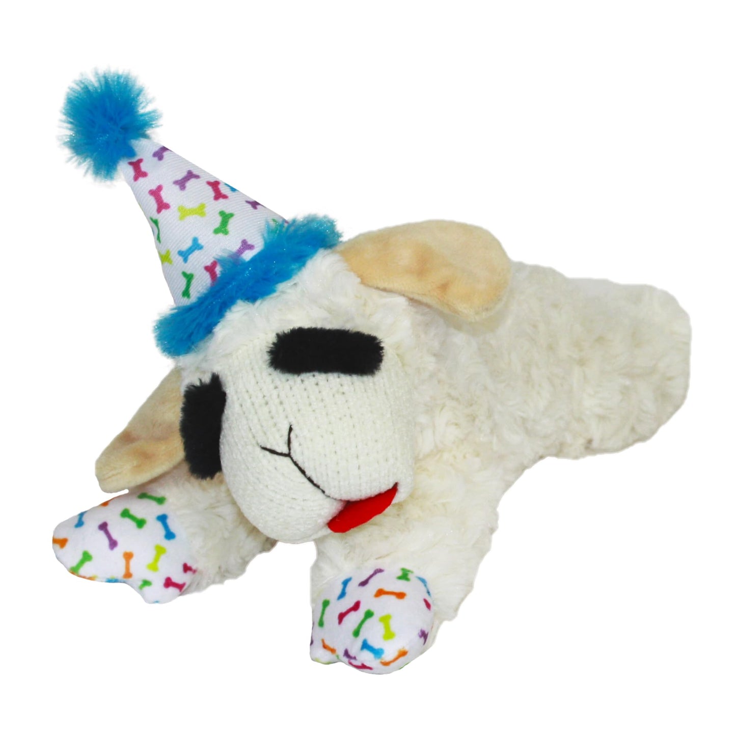 Multipet Lamb Chop Dog Plush Toy - Squeaky Toy for Small & Medium Dogs - Extra Soft Plush - Stuffed Animal for Cuddling & Playing (10", Cream, 5 Squeakers)