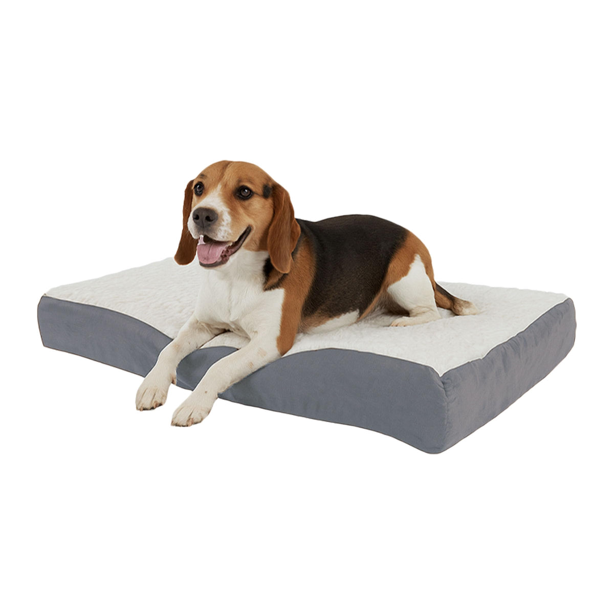 Orthopedic Dog Bed - 2-Layer Memory Foam Crate Mat with Machine Washable Sherpa Cover - 20x15 Pet Bed for Small Dogs Up to 20lbs by PETMAKER (Gray)