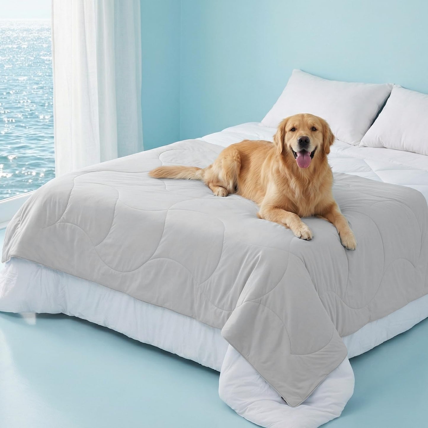 ZOMISIA Premium Cooling Blanket for Large Dogs - Q-MAX>0.5 Breathable Washable Dog Cooling Mat, Travel Soft Pet Summer Essentials, Grey, 40"x50"