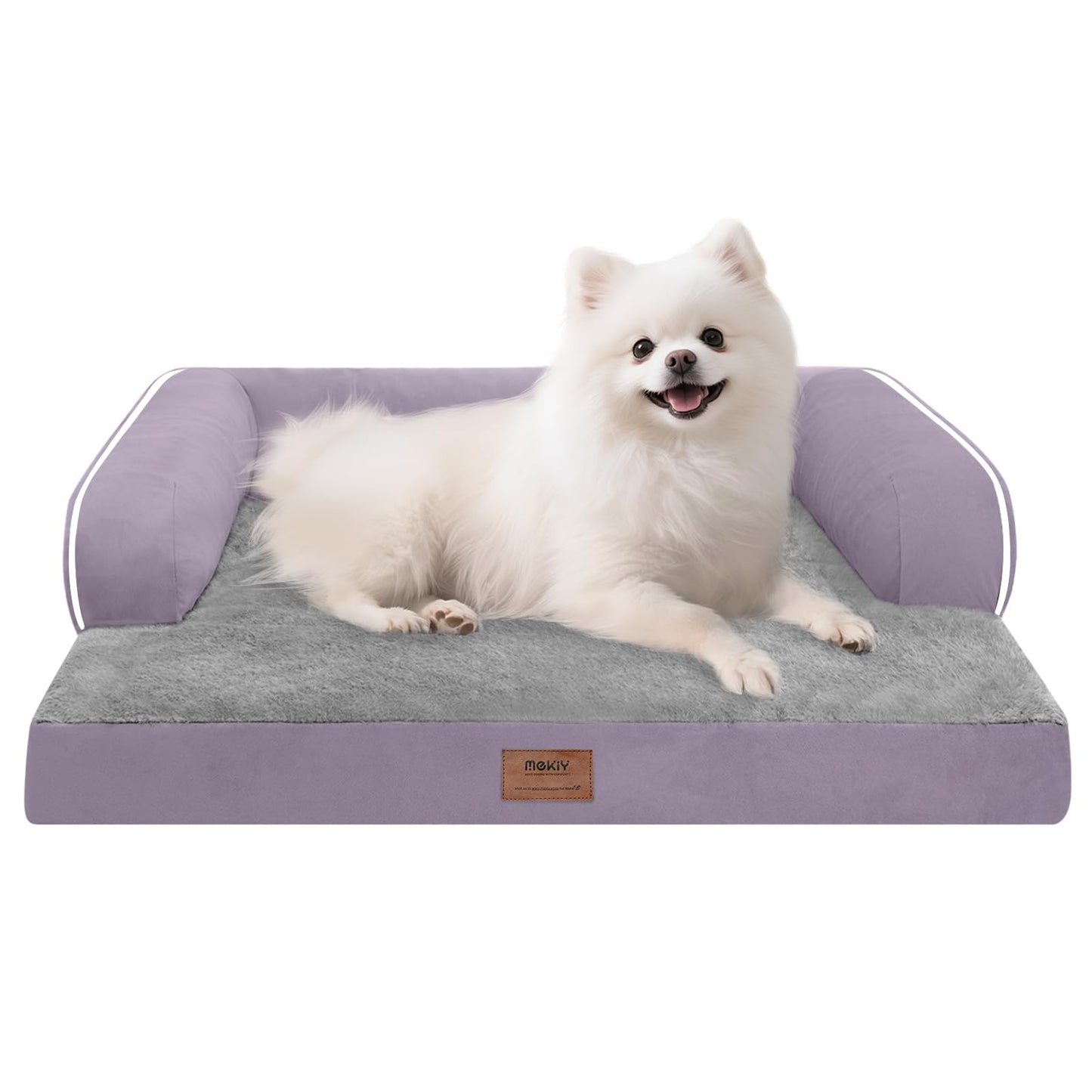 MEKIY Orthopedic Washable Dog Bed with Bolster for Medium to Large Dogs | Pillow Support for Neck Relief, Egg Crate Foam, Waterproof Liner, Anti-Slip Bottom, Removable Bolster Cover, 36 x 27 Inch