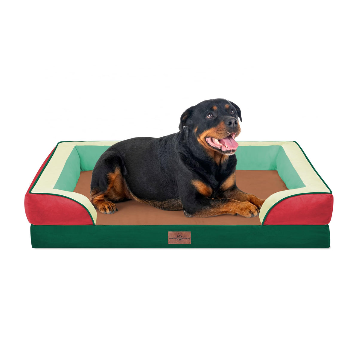 Comfort Expression Orthopedic Dog Bed for Extra Large Dogs with Bolster | Waterproof Dog Couch Bed with Washable Cover & Non-Slip Bottom, Supportive Egg Crate Foam XL Pet Bed, 42x30 Inch