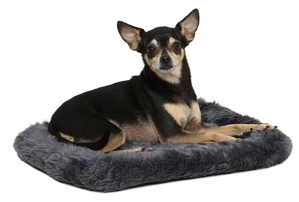 MidWest Homes for Pets QuietTime XXS Dog Bed - Gray Faux Fur Bolster, Ultra-Soft and Machine Washable, Fits 18-Inch Crates and Carriers, for Small Dogs and Cats