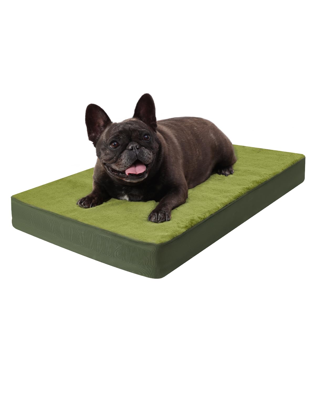 KSIIA Orthopedic Dog Bed Dog Crate Bed Waterproof for Large Dogs Deluxe Plush Washable Pet Mat with Egg Crate Foam & Removable Cover, 35 x 22 Inch, Gray