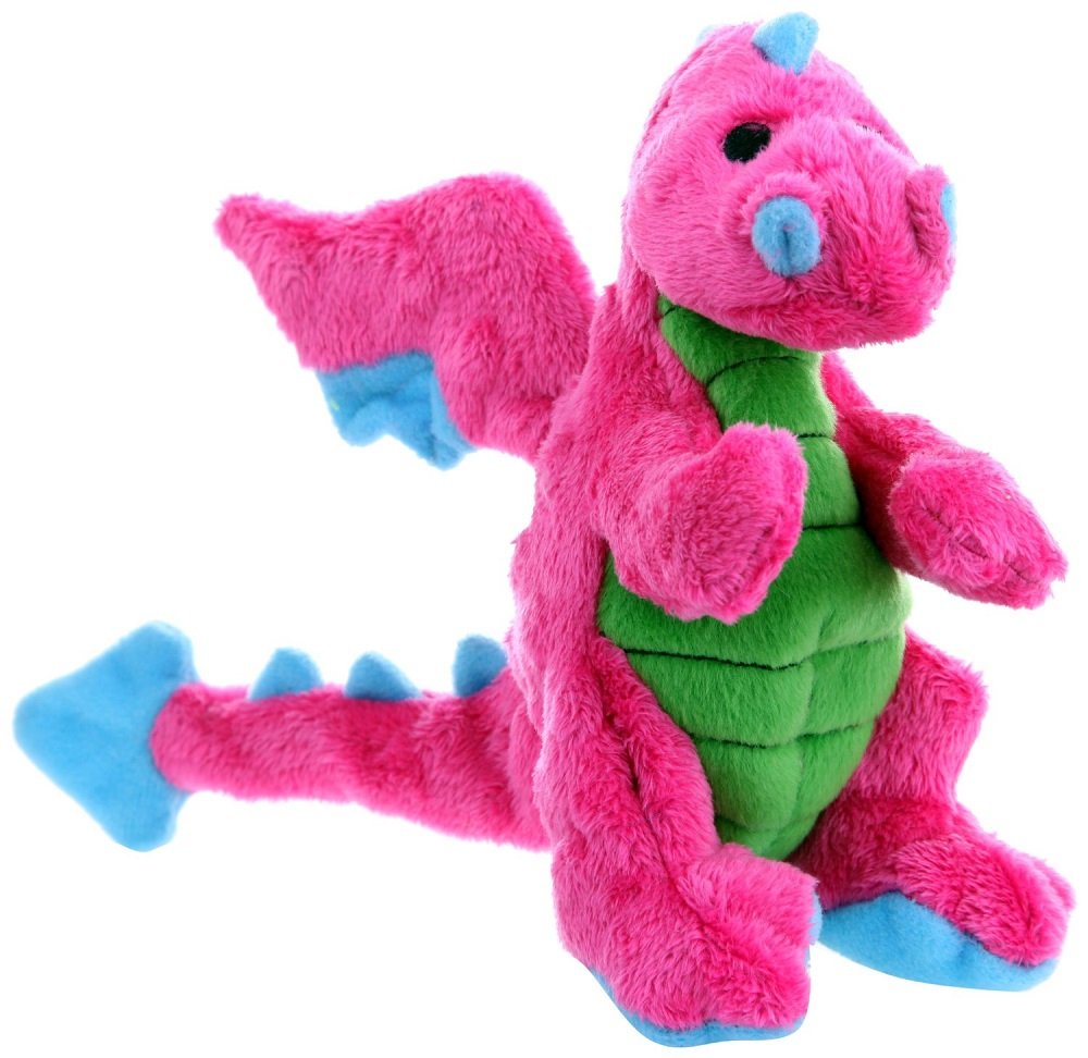 goDog Bubble Plush Dragons Squeaky Dog Toy, Chew Guard Technology - Coral, Large