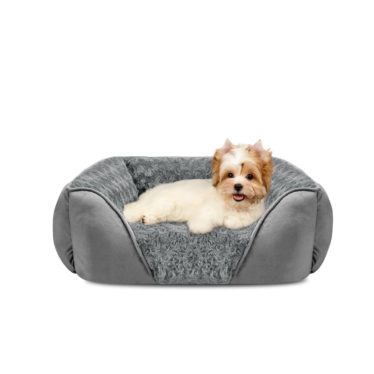 INVENHO Rectangle Washable Orthopedic Dog Bed for Small, Medium and Large Dogs, Soft Calming, Sleeping Puppy Bed Durable Pet Cuddler with Anti-Slip Bottom, S (20"x19"x6")