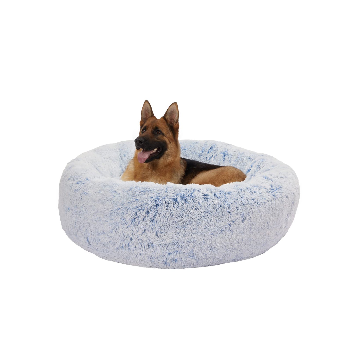 Bedfolks Calming Donut Dog Bed, 36 Inches Round Fluffy for Large Dogs, Anti-Anxiety Plush, Machine Washable (Dark Grey, Large)